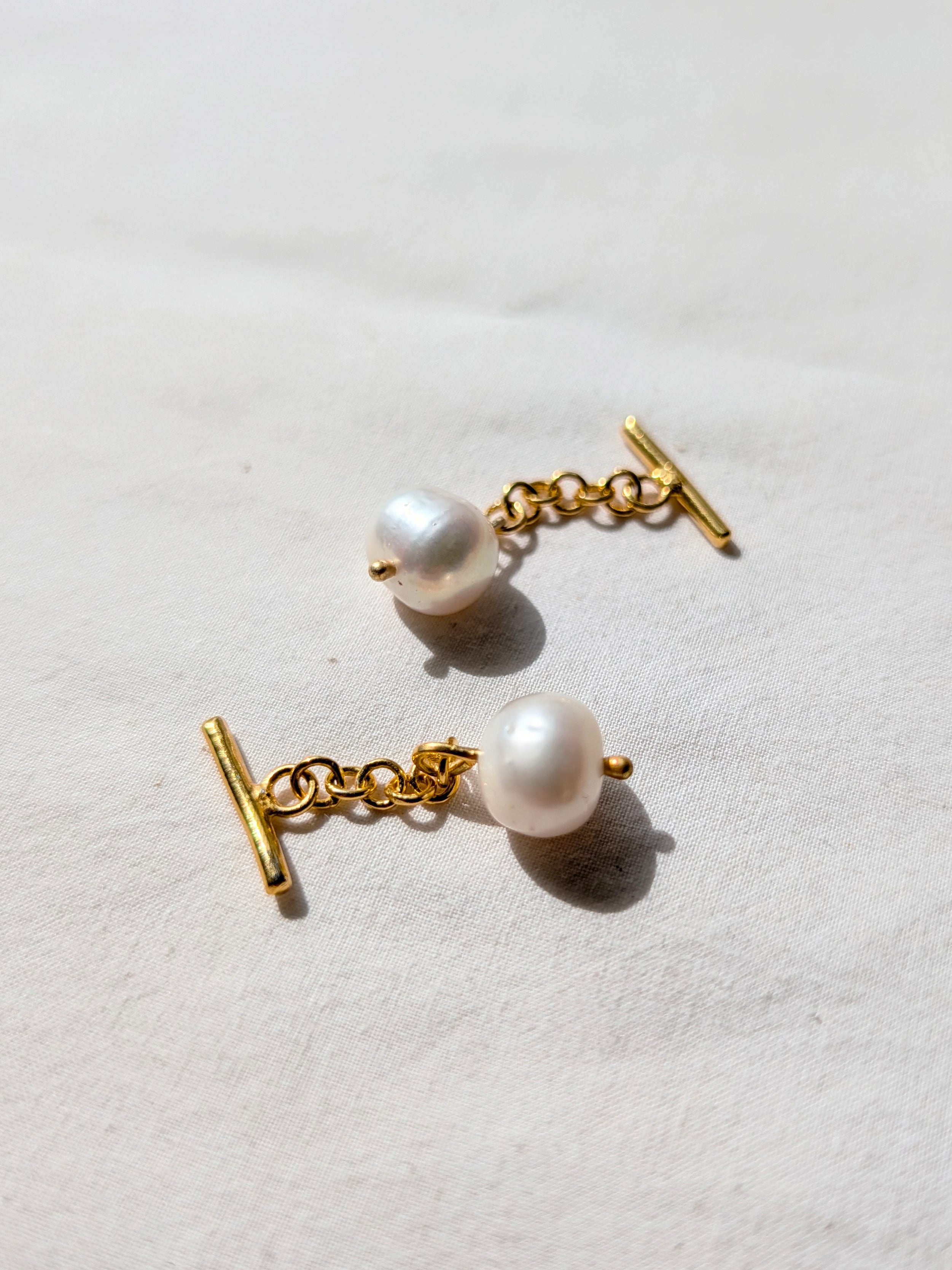 naura - Pearl Melon Chain Cufflinks