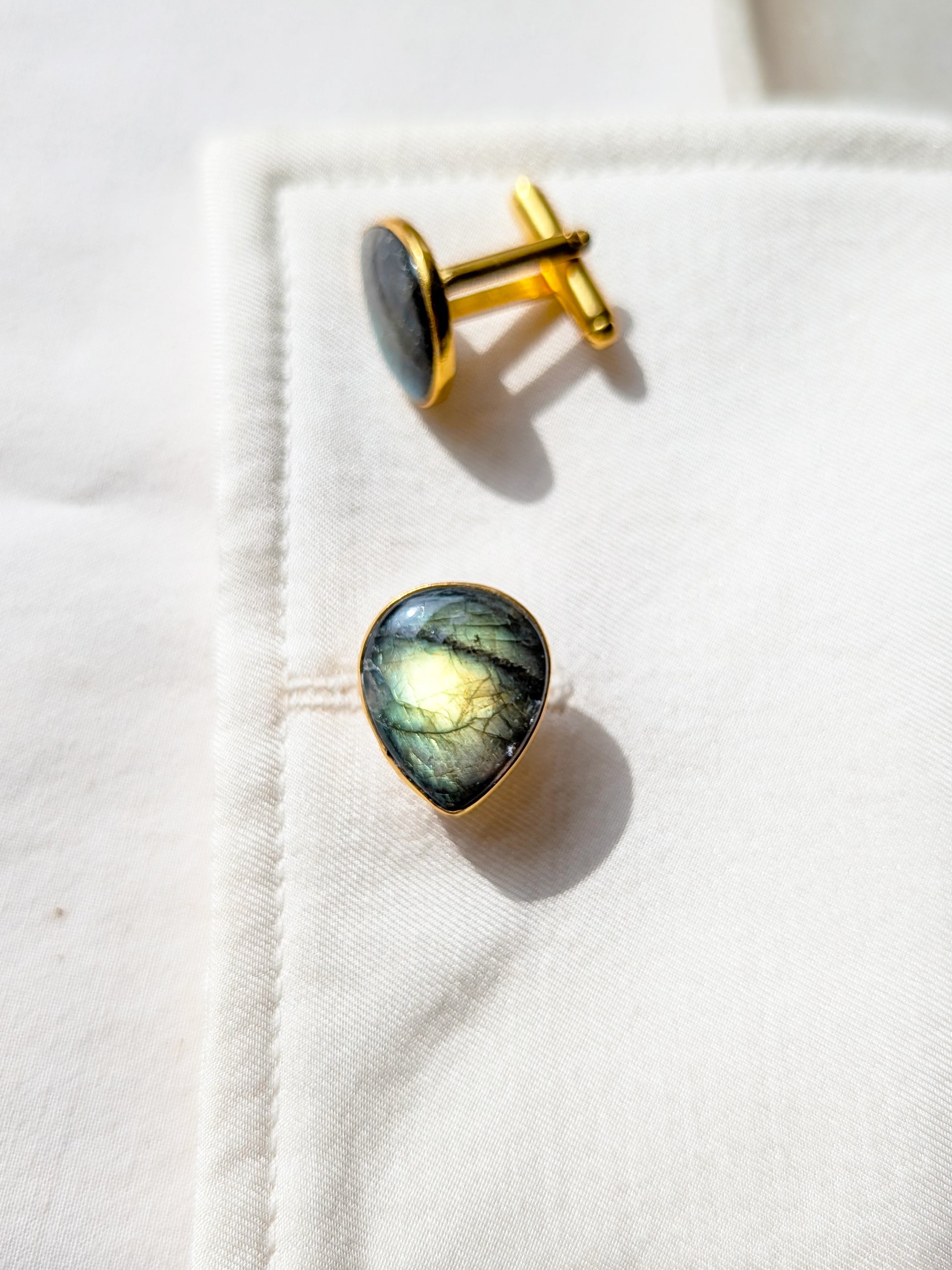 iyat - Labradorite Almond Drop Cufflinks