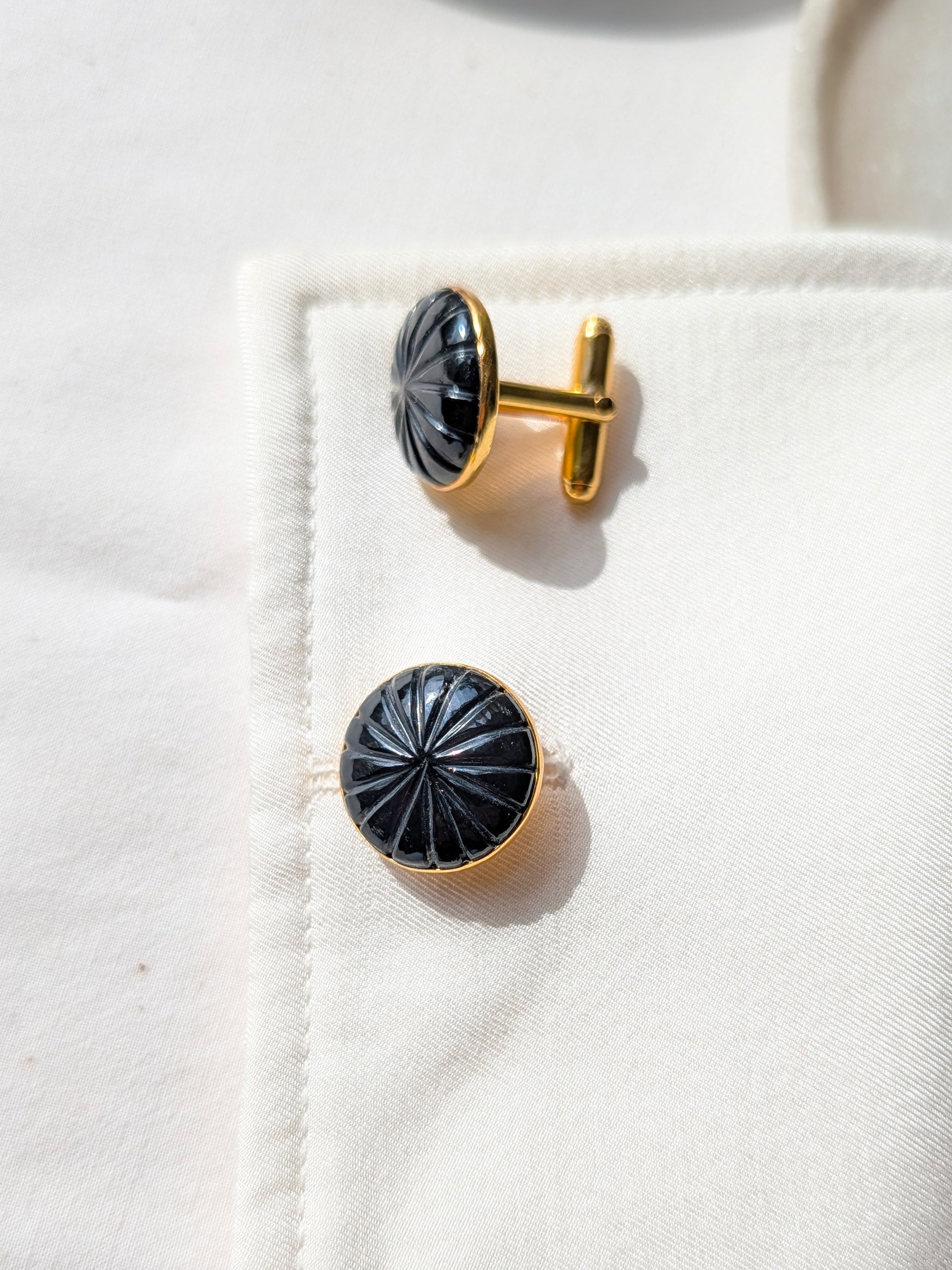 narura - Black Onyx Melon Cufflinks