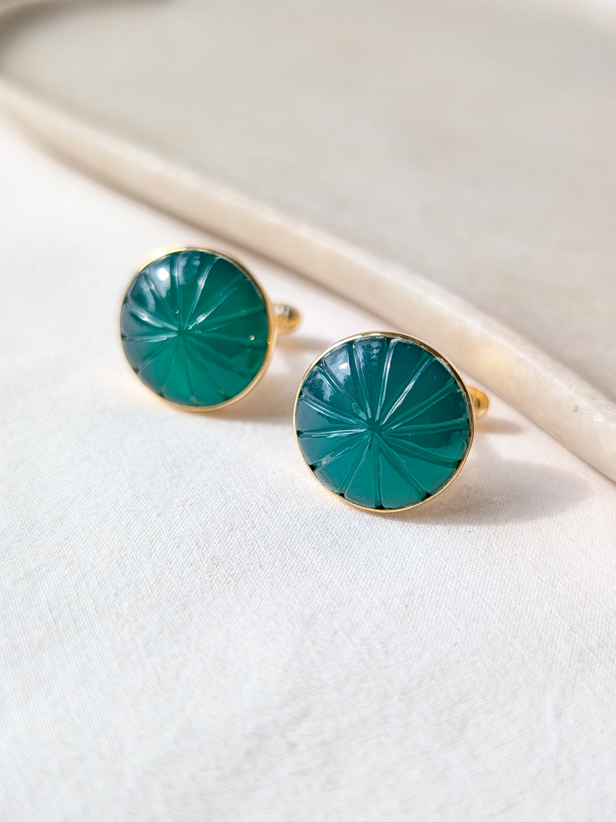 narura - Green Onyx Melon Cufflinks