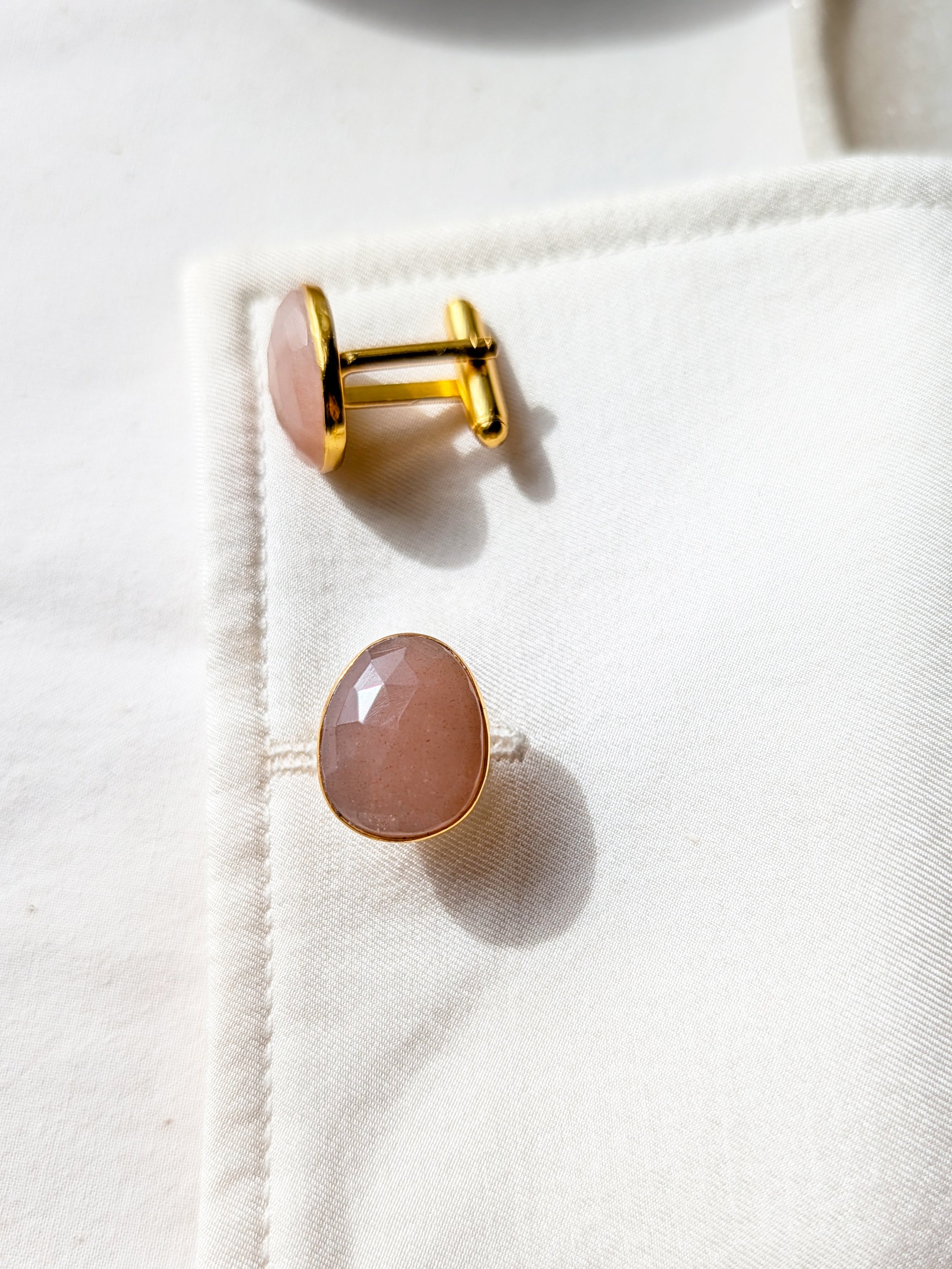 marsa - Peach Moonstone Soul Cufflinks