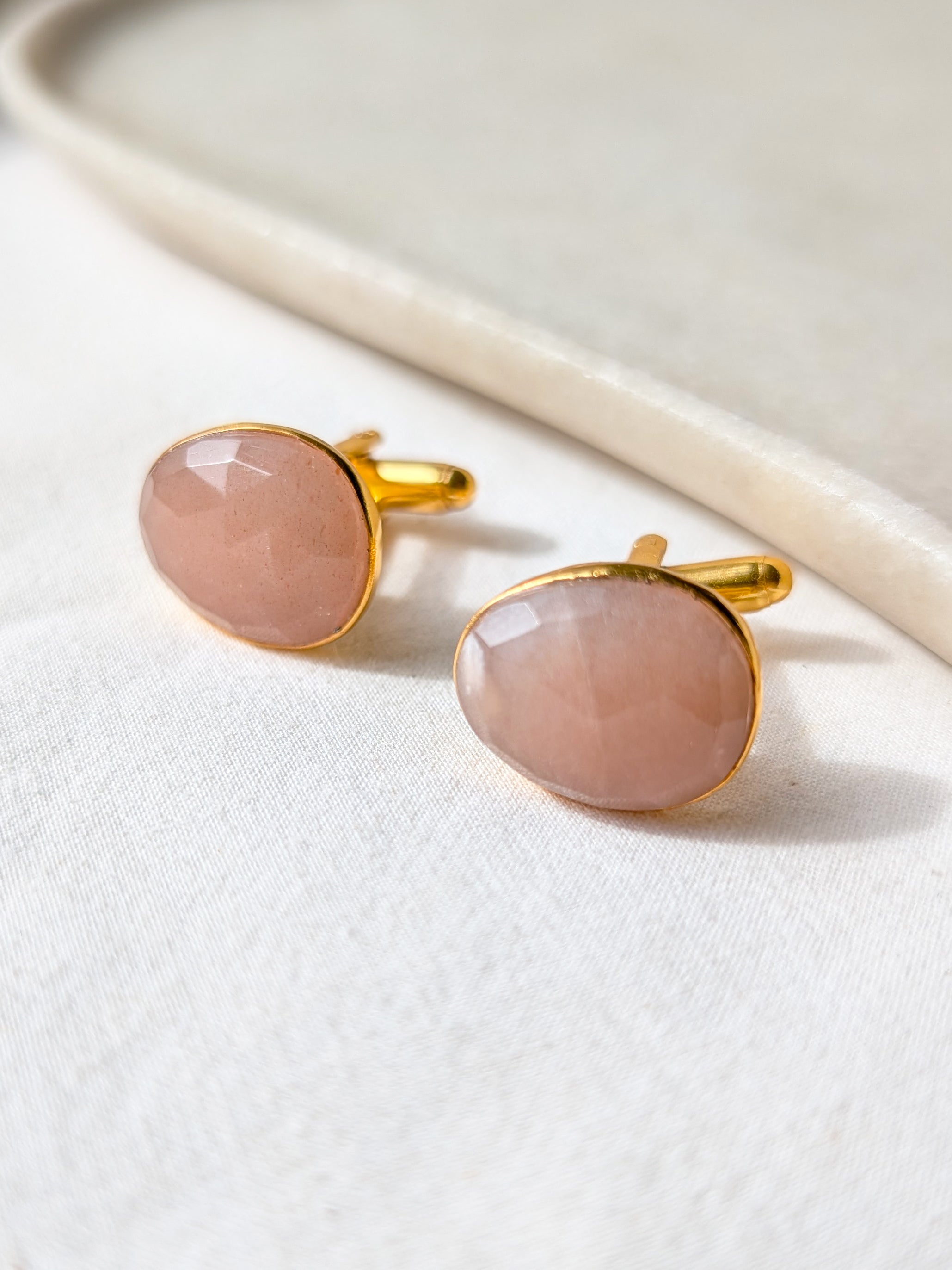 marsa - Peach Moonstone Soul Cufflinks