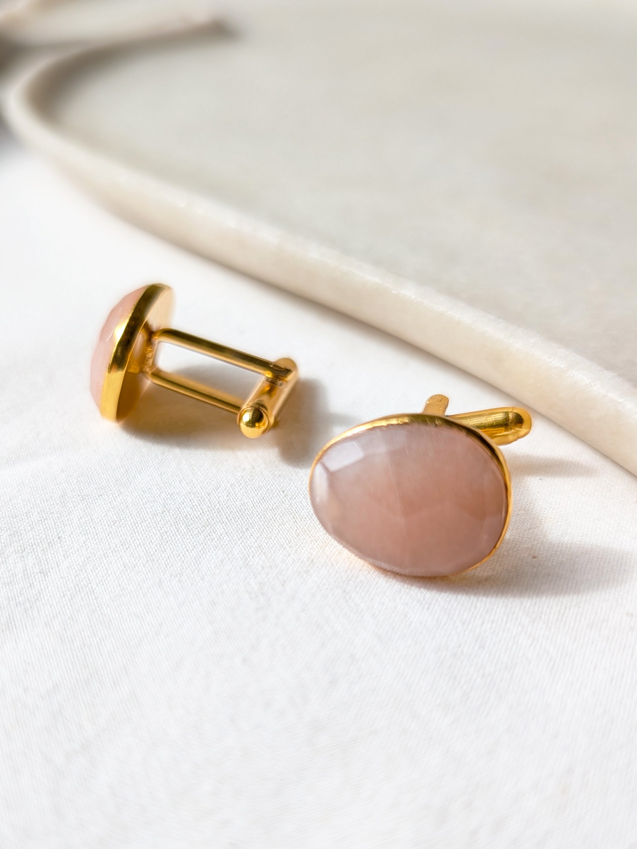 marsa - Peach Moonstone Soul Cufflinks