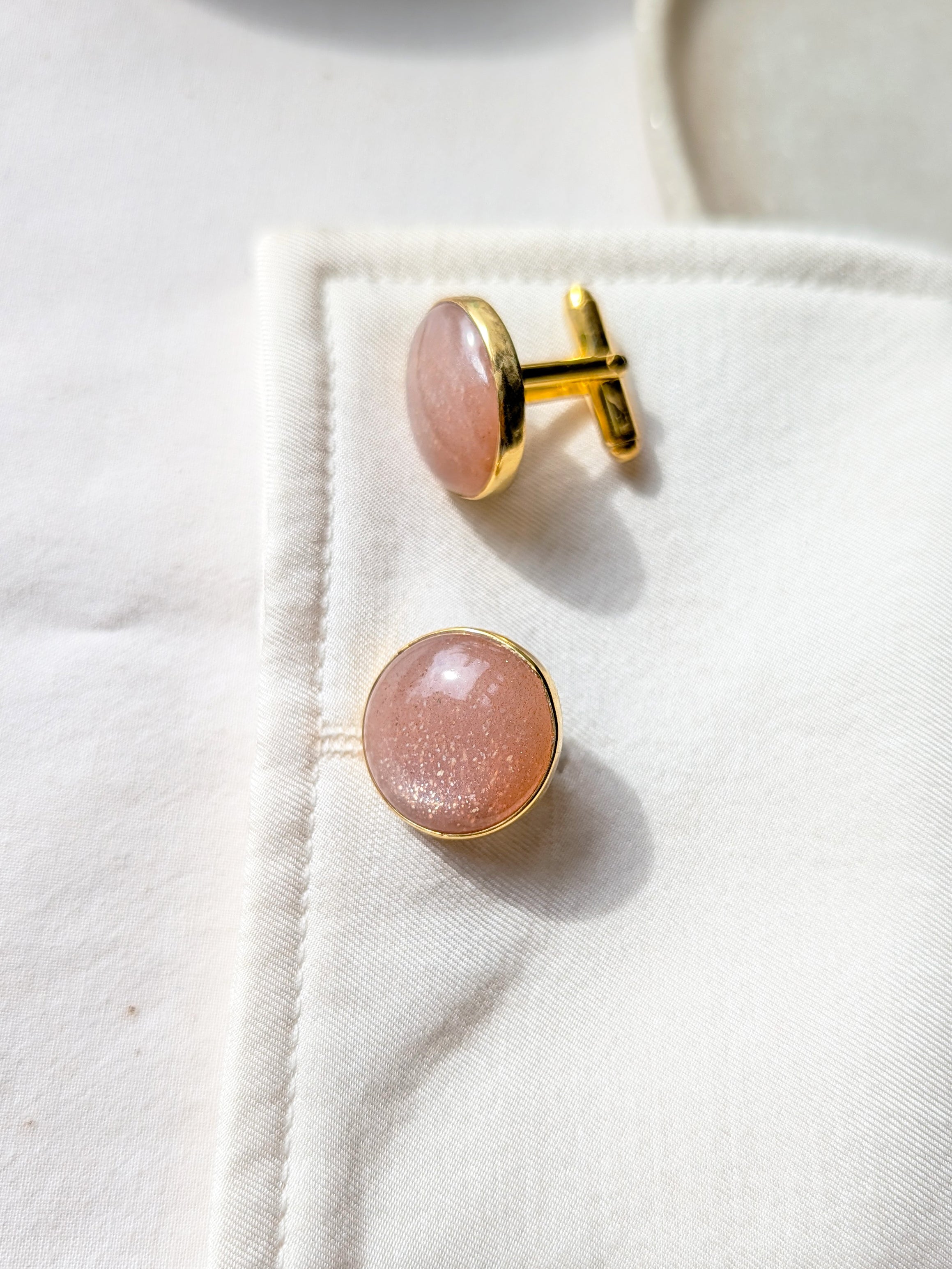 suryaa - Peach Moonstone Sun Cufflinks