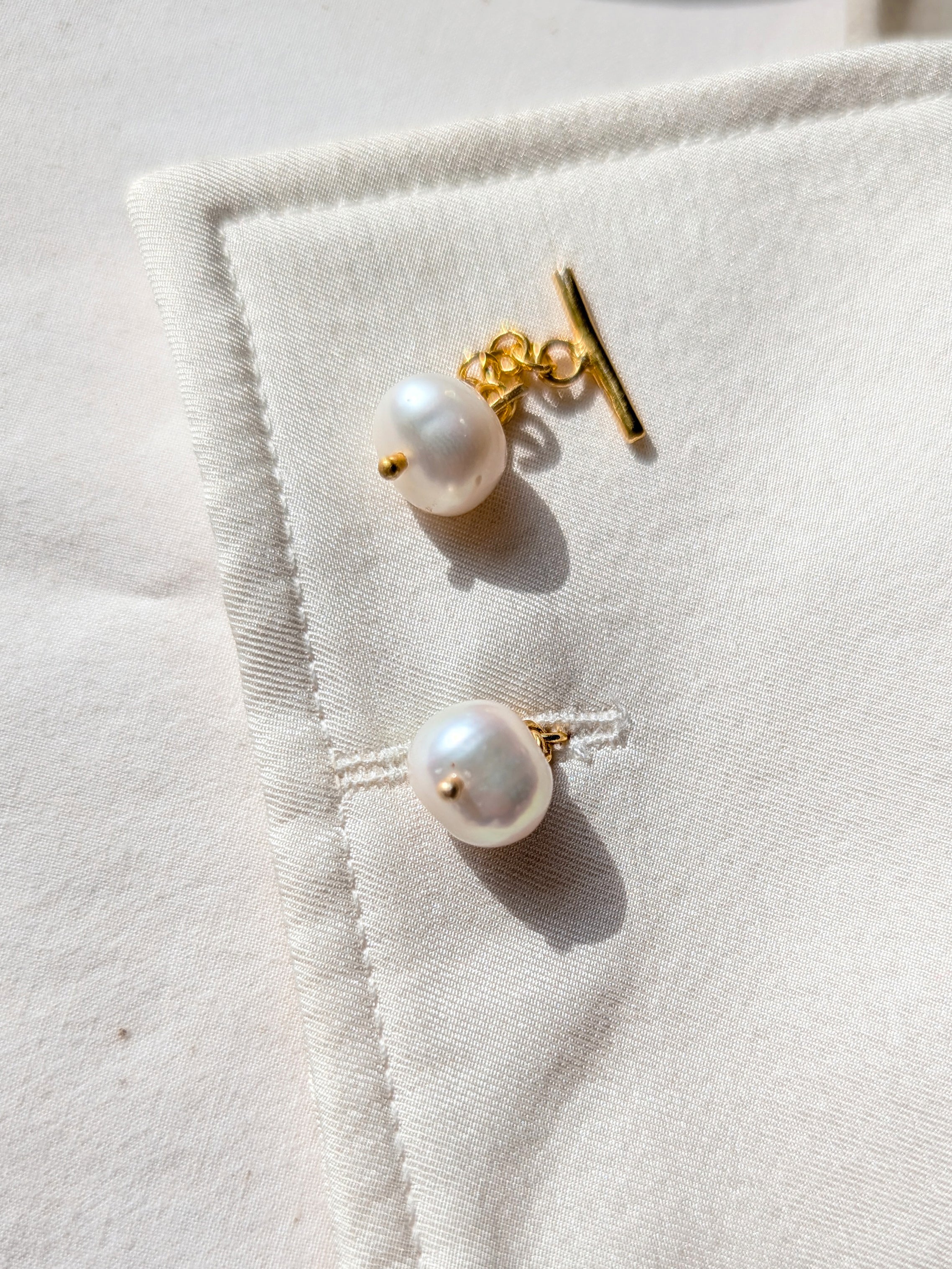 naura - Pearl Melon Chain Cufflinks