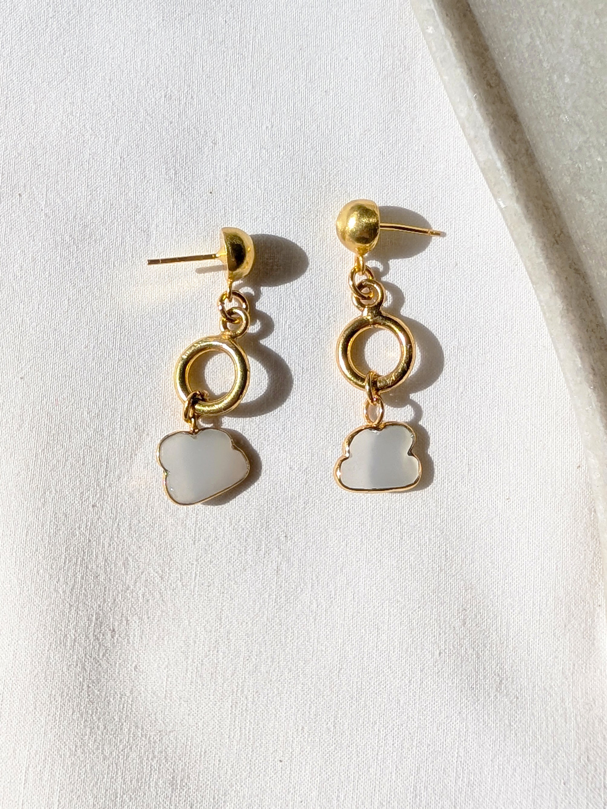emegh - White Moonstone Cloud Stud Danglers