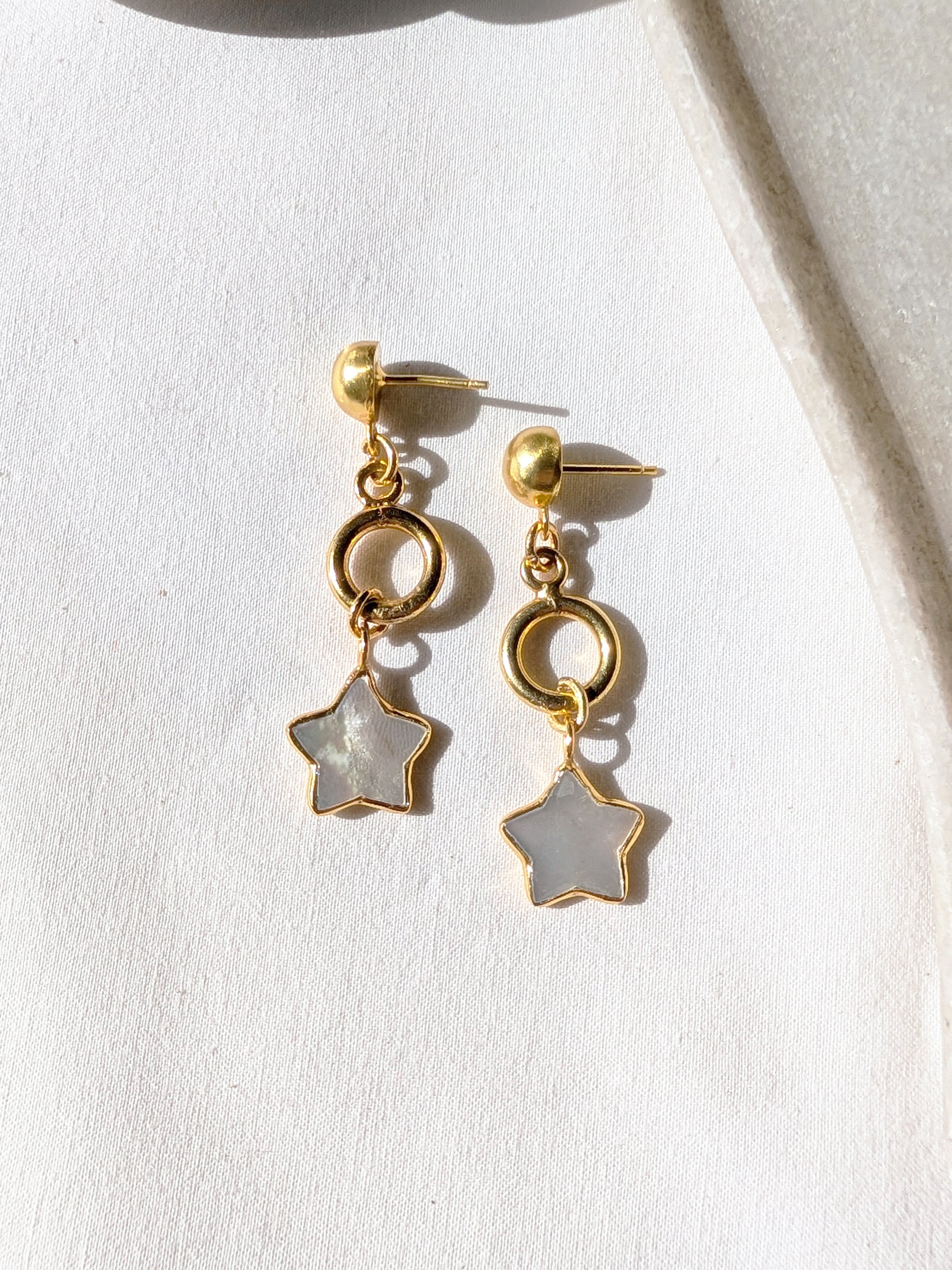 revat - Mother of Pearl Star Stud Danglers