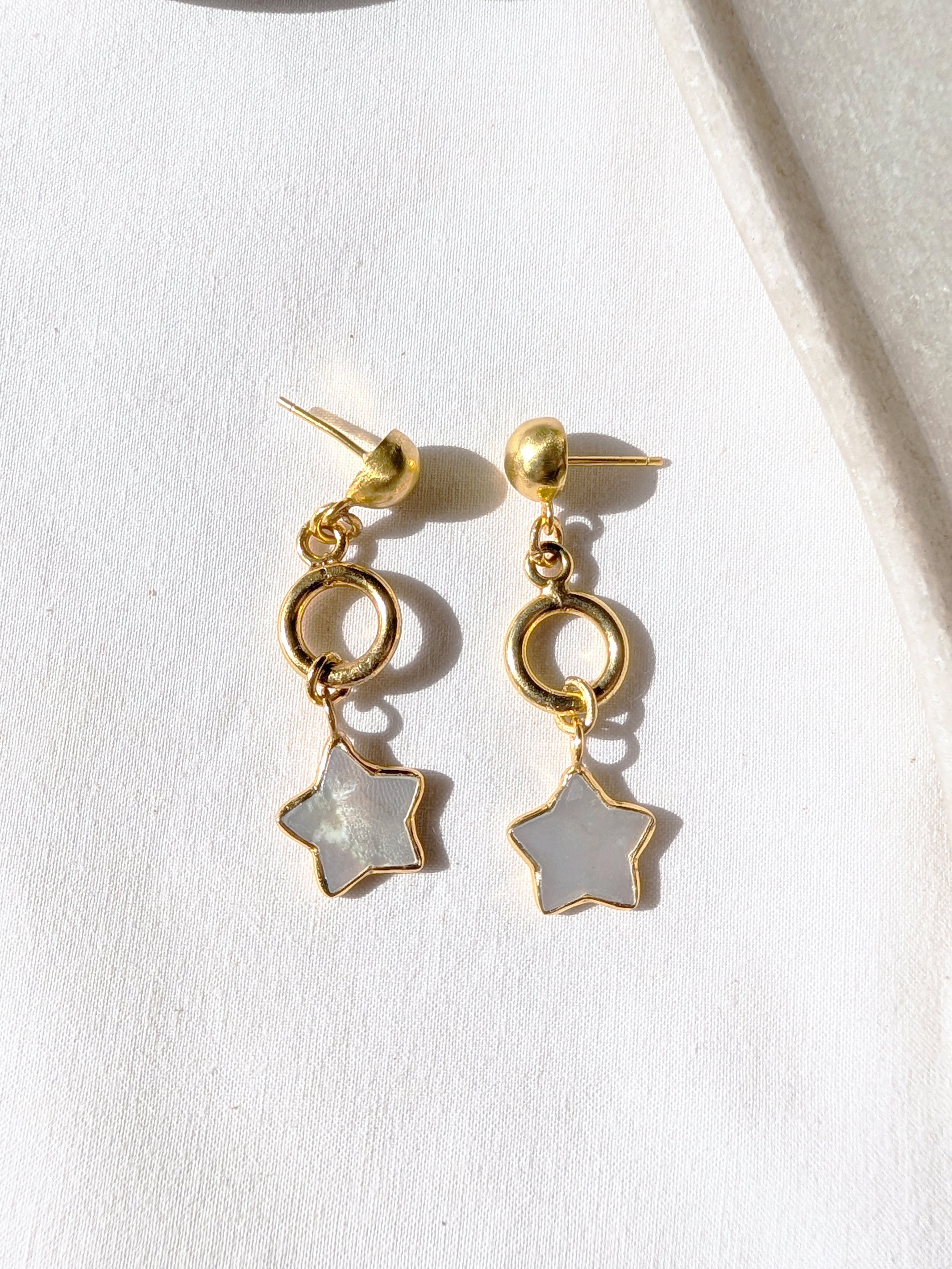 revat - Mother of Pearl Star Stud Danglers
