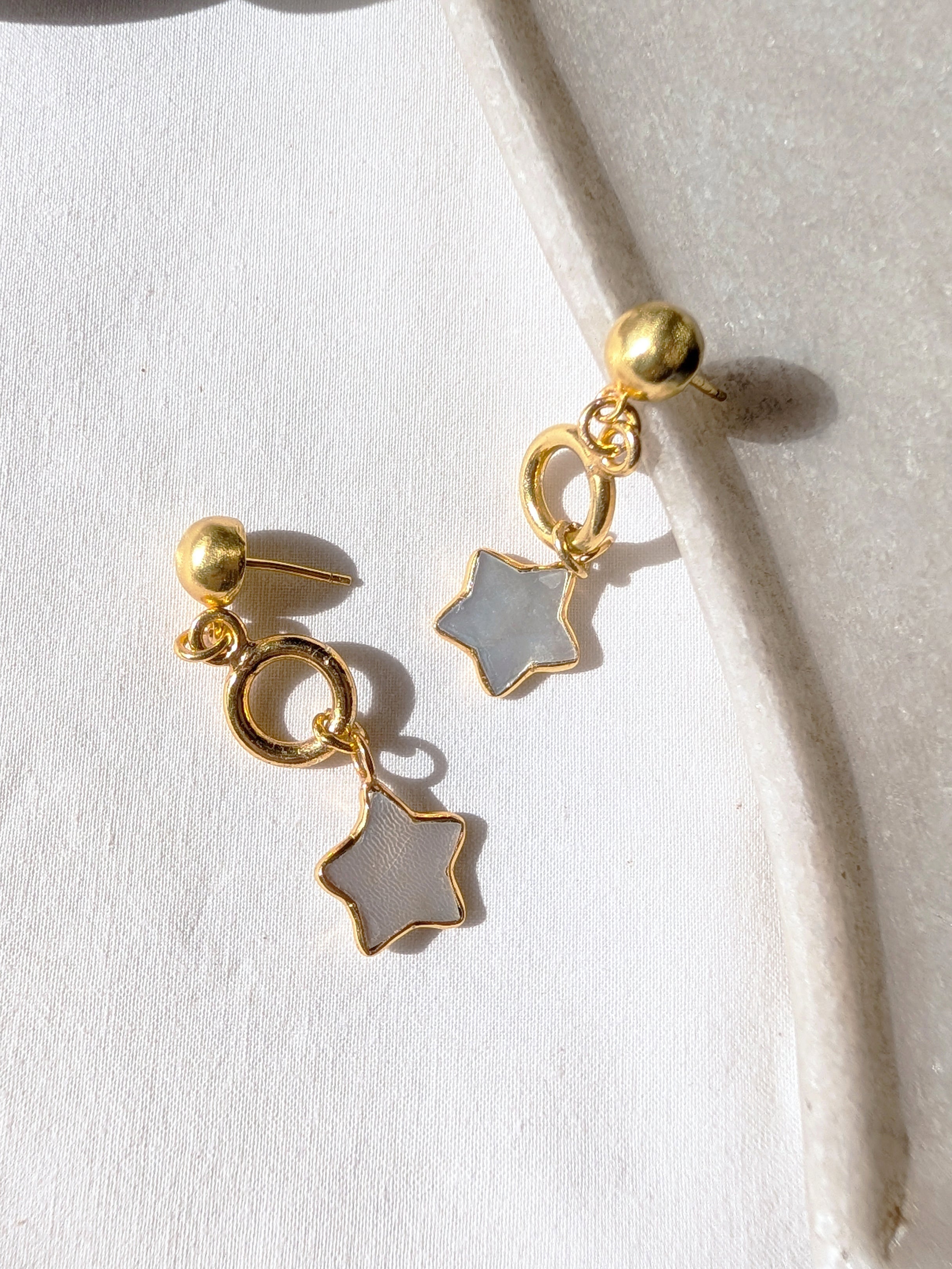 revat - Mother of Pearl Star Stud Danglers