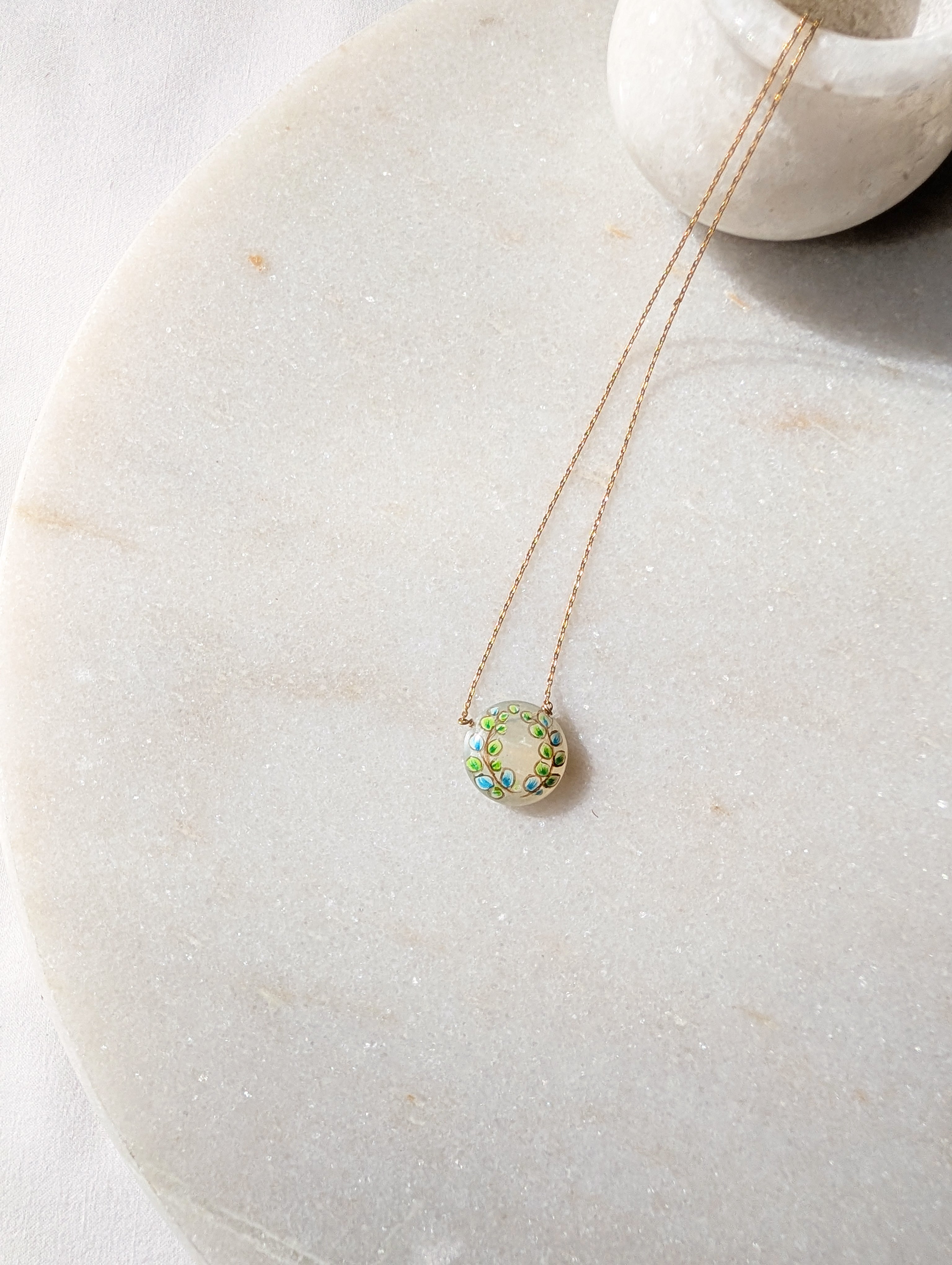 secret garden - hand painted on Moonstone