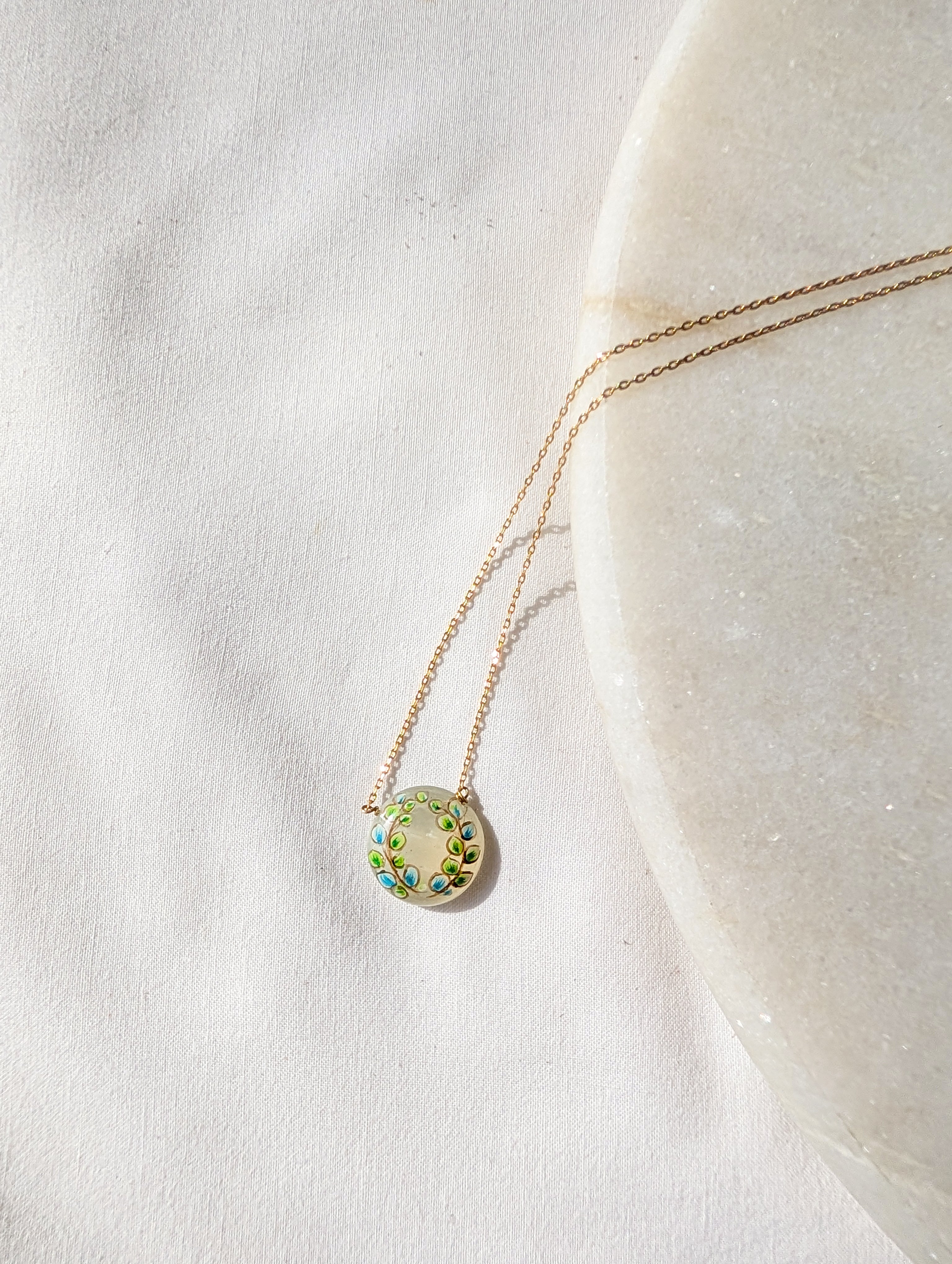 secret garden - hand painted on Moonstone