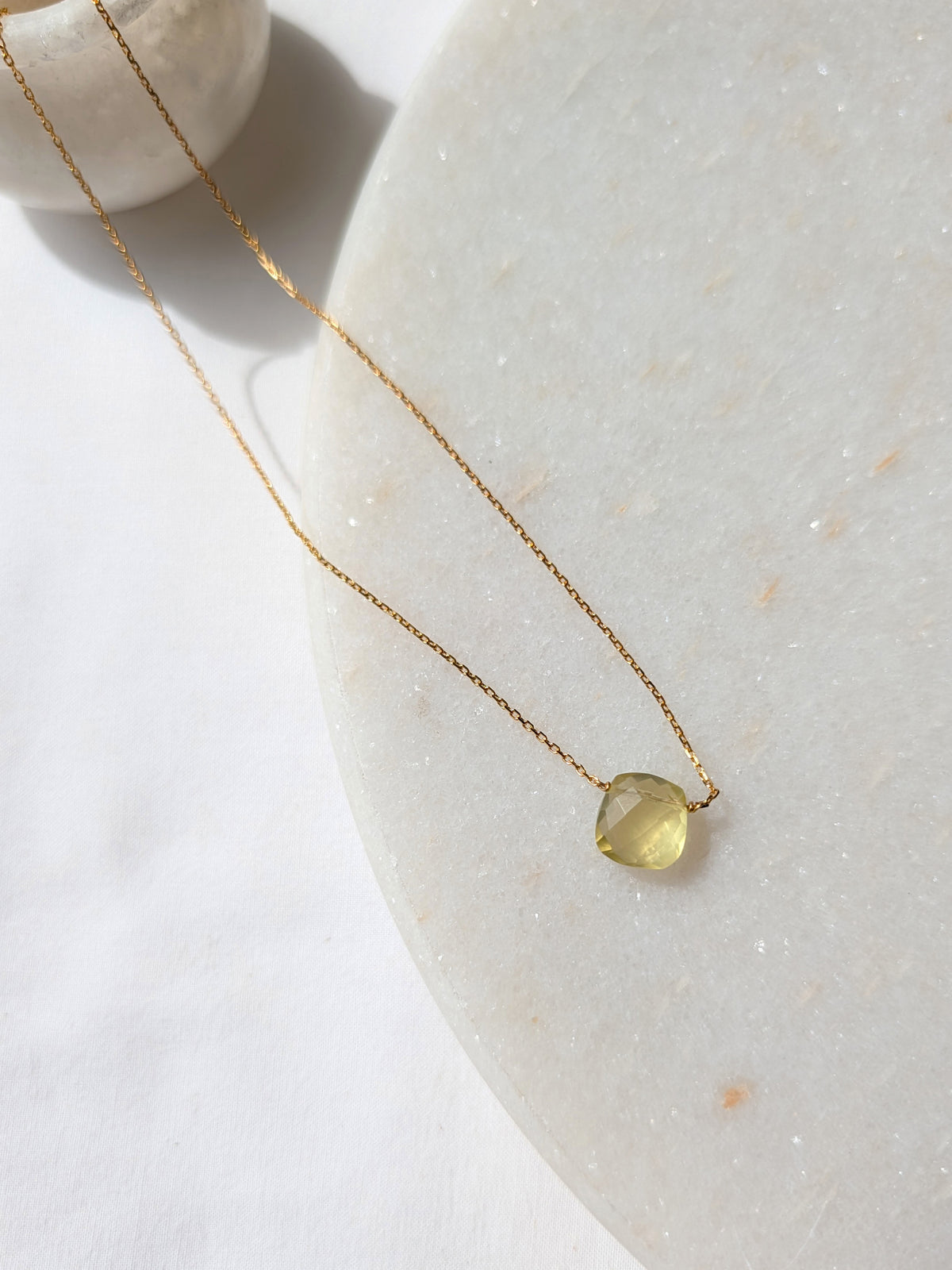 helix - Lemon Quartz Square Pendant