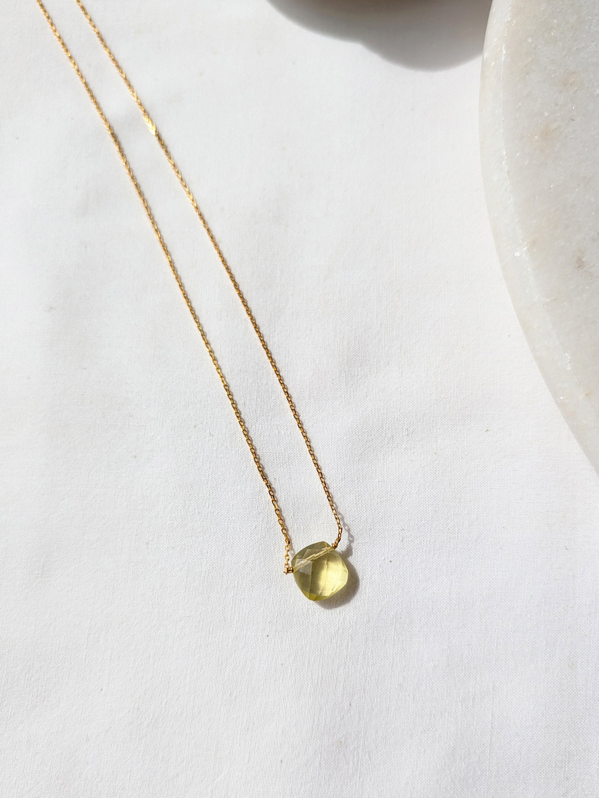 helix - Lemon Quartz Square Pendant