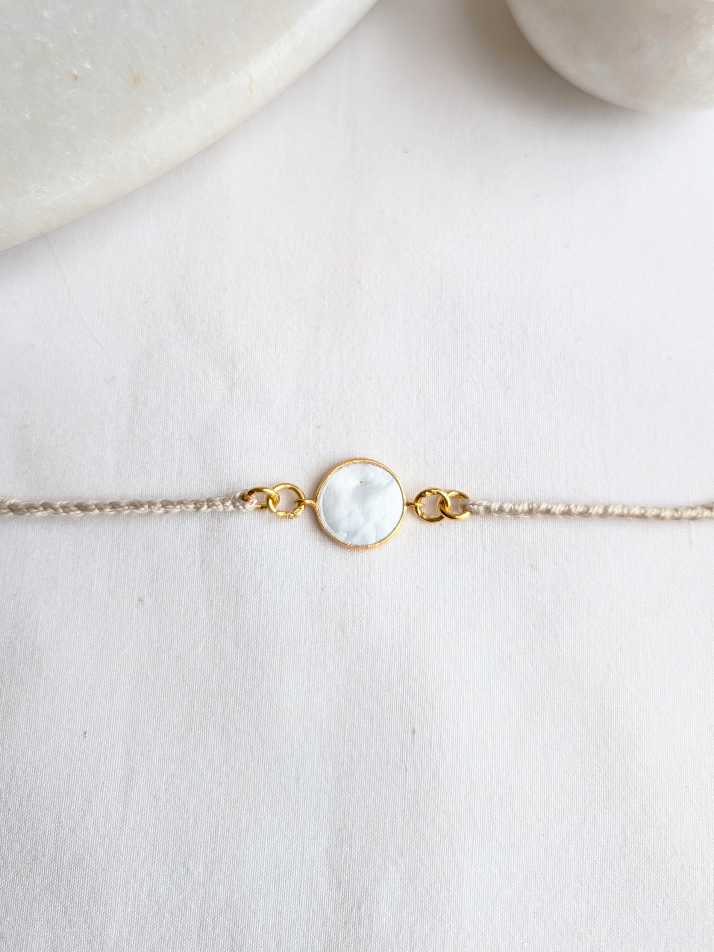 matsya - Mother of Pearl Round Charm Rakhi