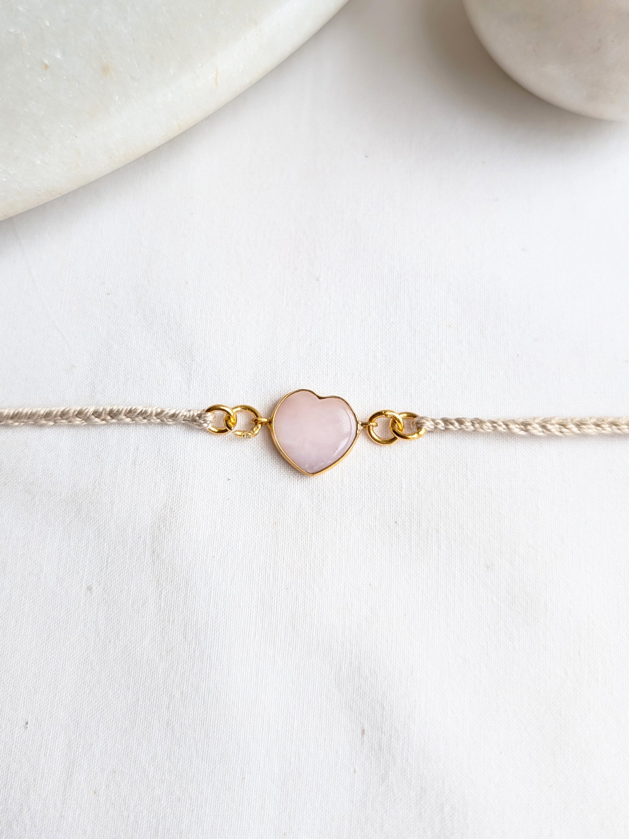hart - Pink Opal Heart Charm Rakhi