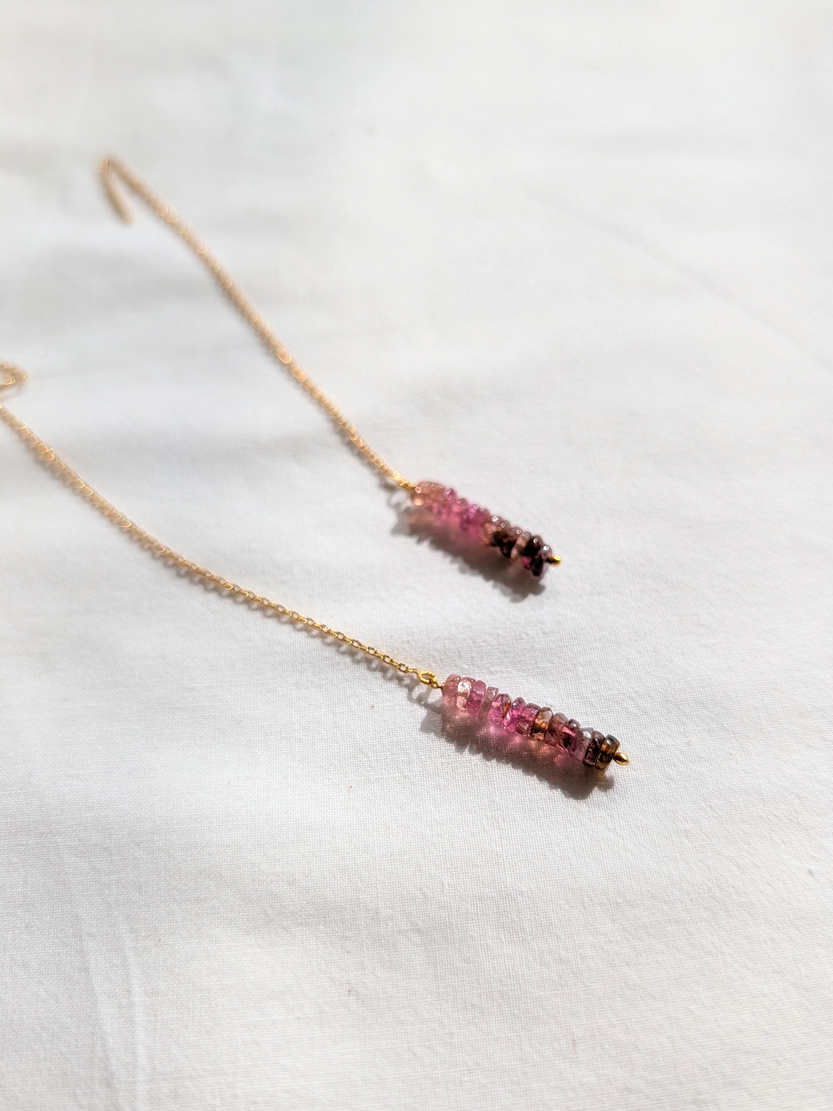 laasa - Pink Tourmaline Baati Threader Earrings