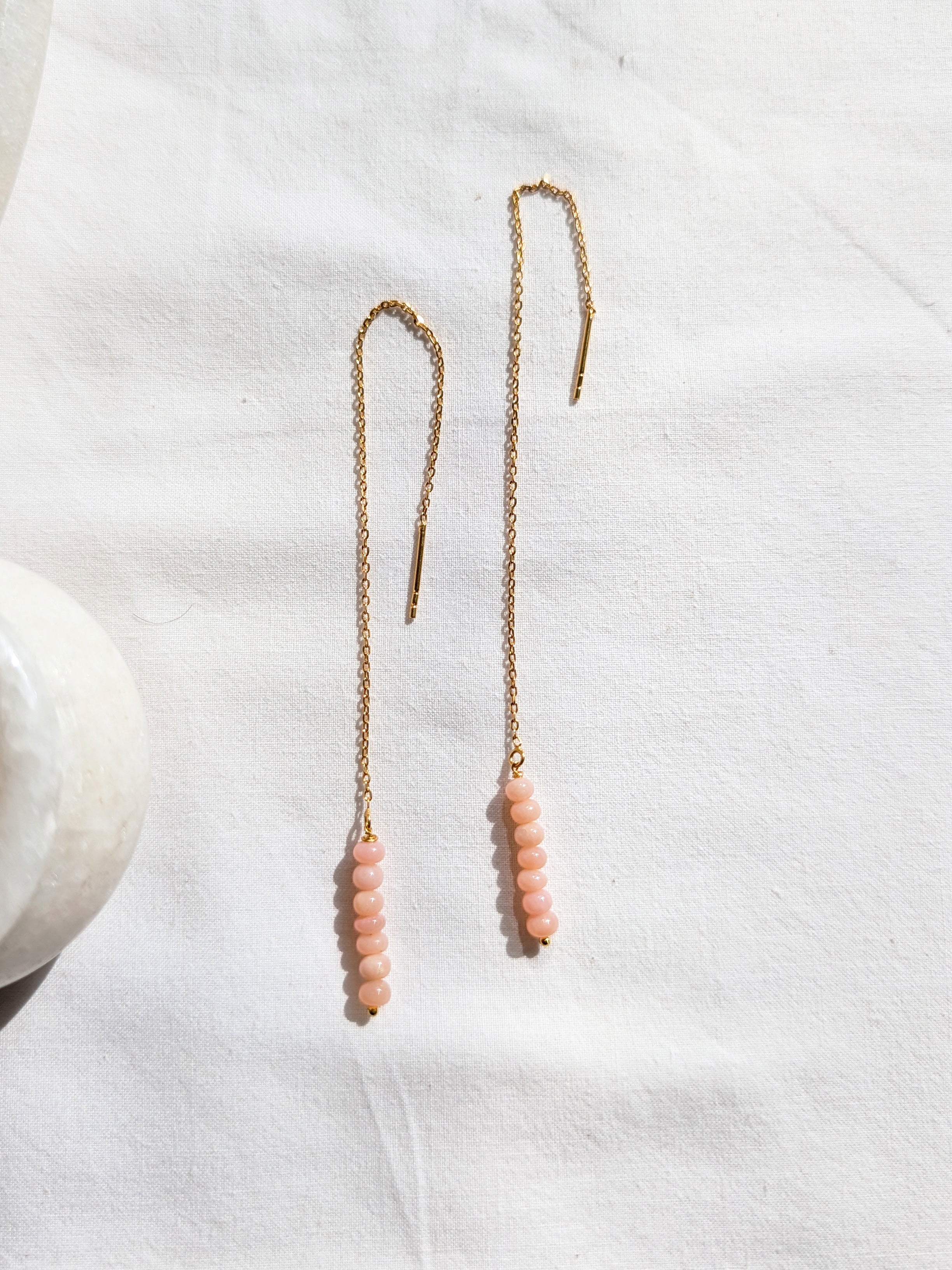 laasa - Pink Opal Baati Threader Earrings