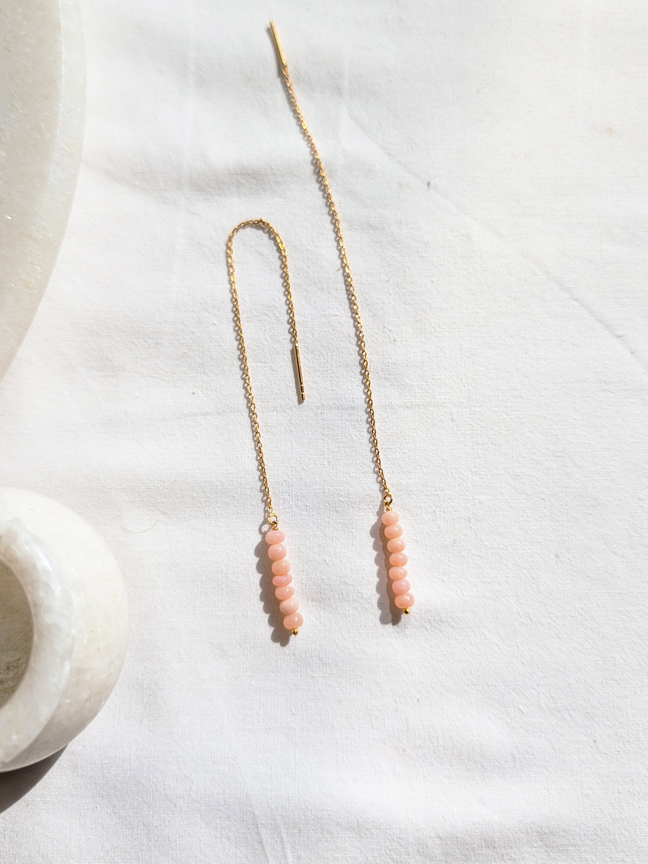 laasa - Pink Opal Baati Threader Earrings