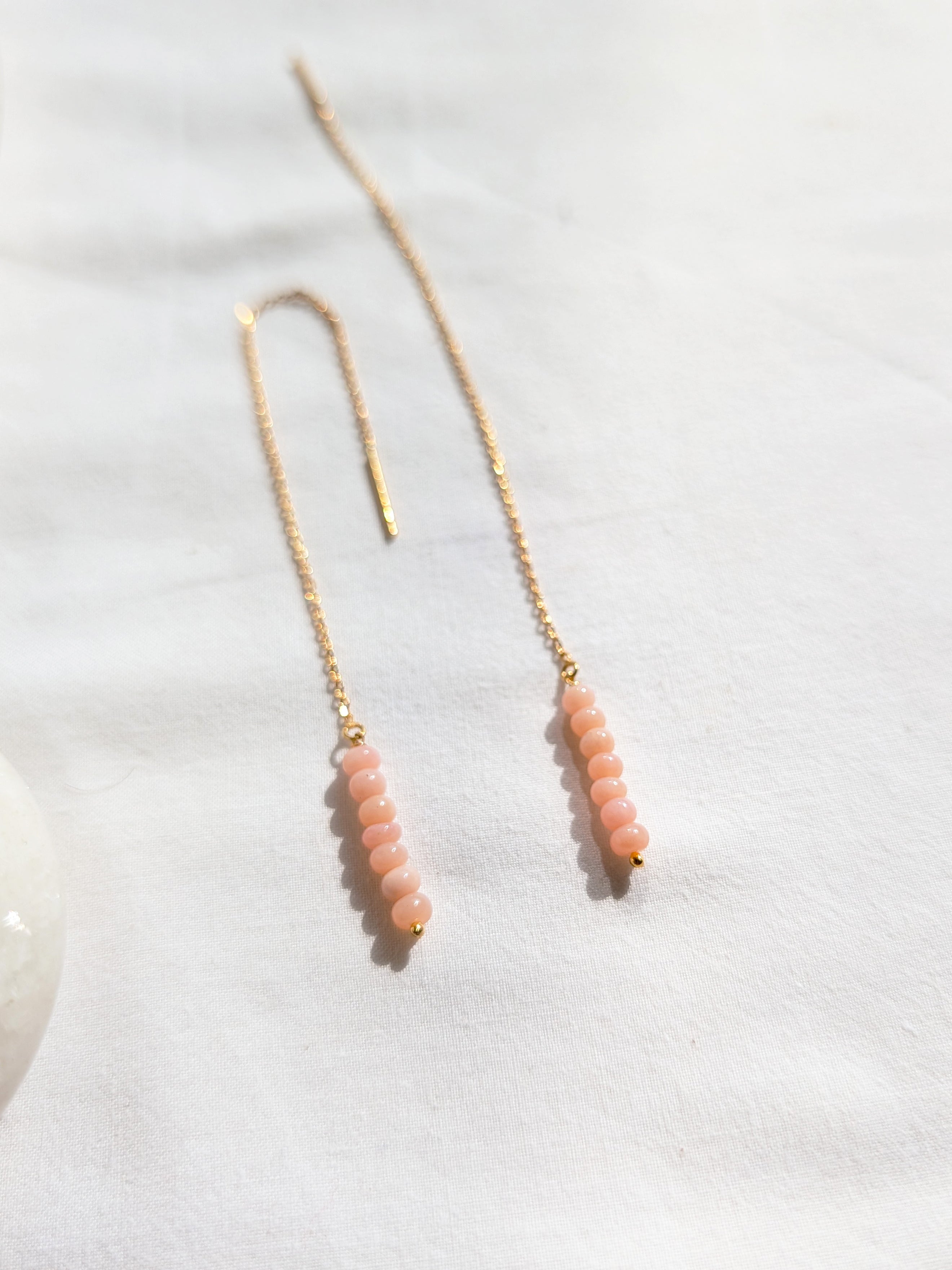laasa - Pink Opal Baati Threader Earrings