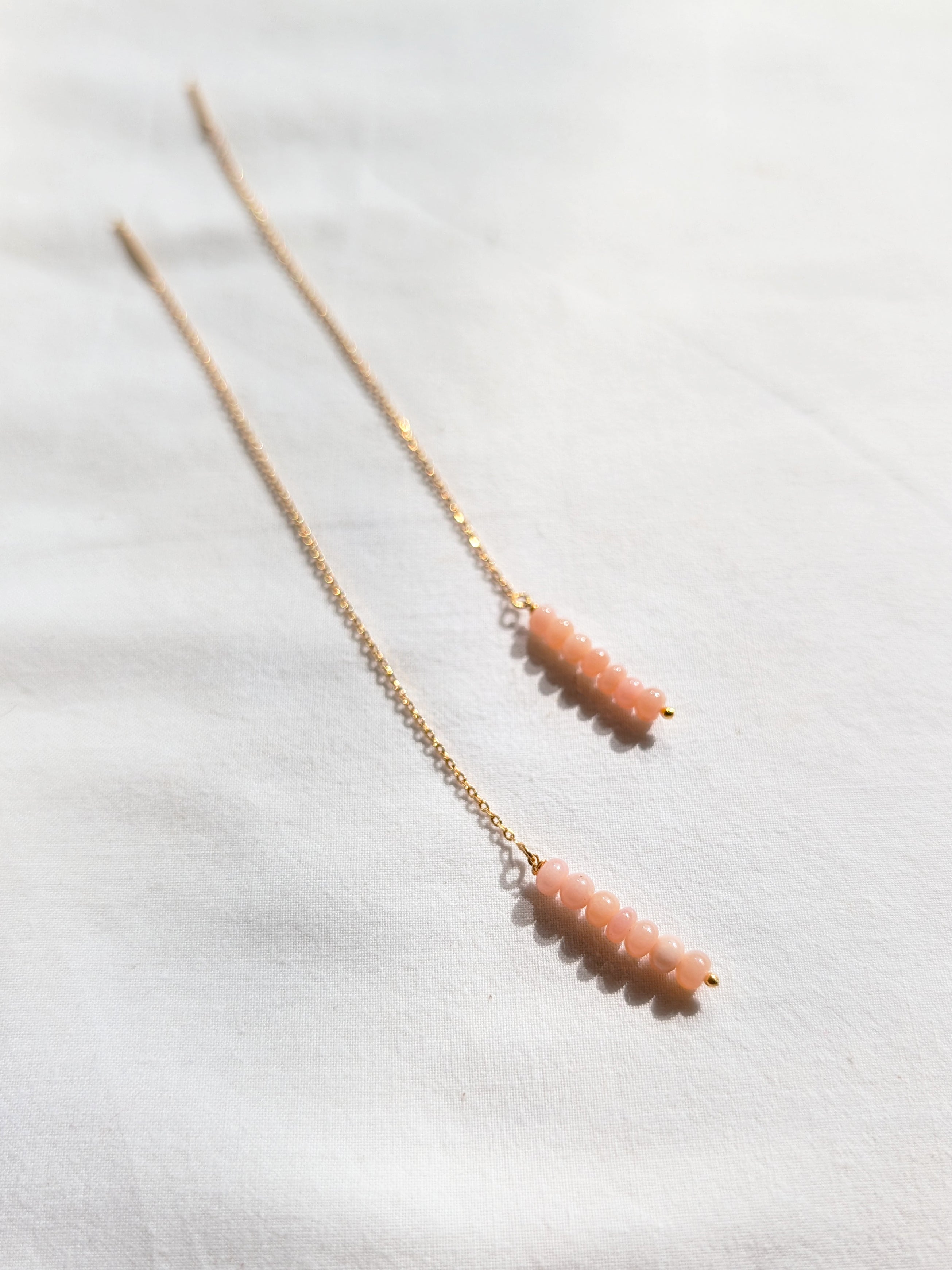 laasa - Pink Opal Baati Threader Earrings