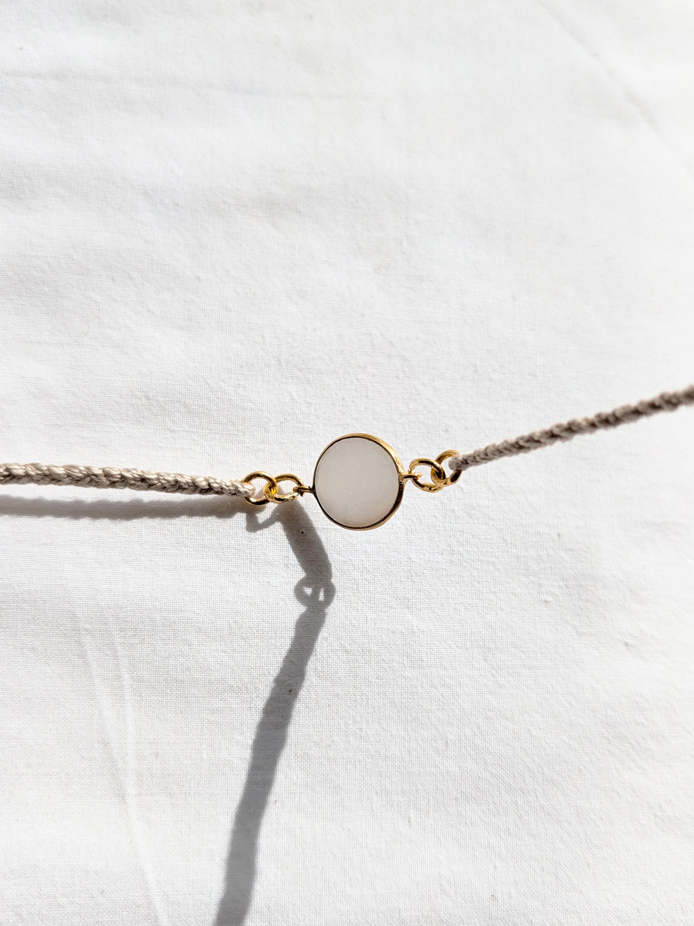 matsya - White Moonstone Round Charm Rakhi