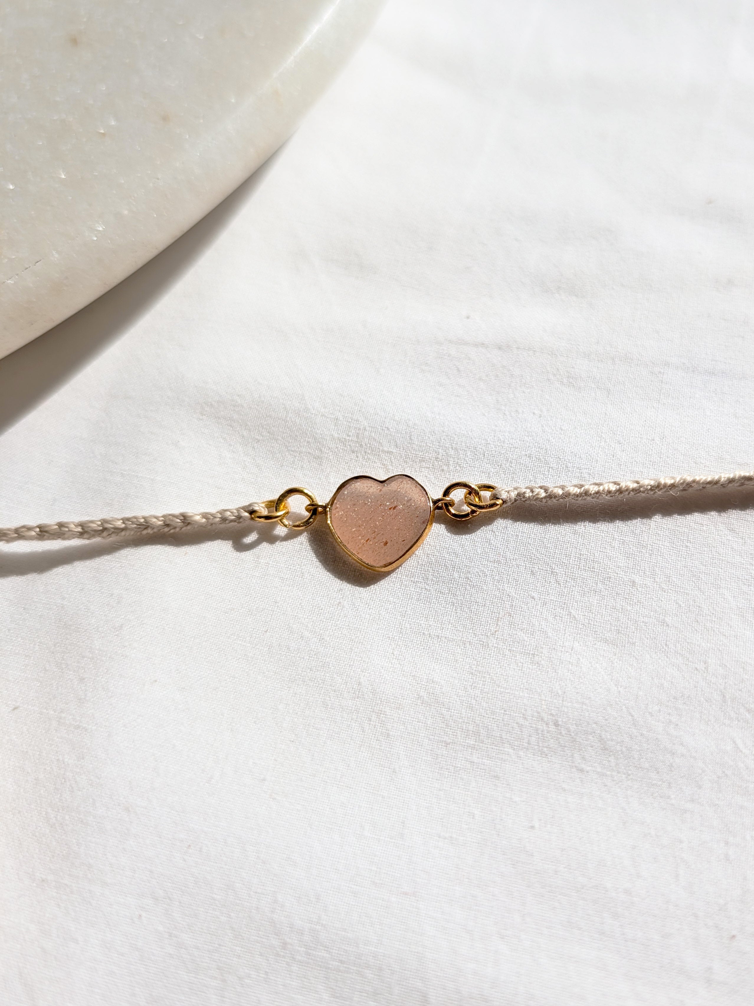 hart - Peach Moonstone Heart Charm Rakhi