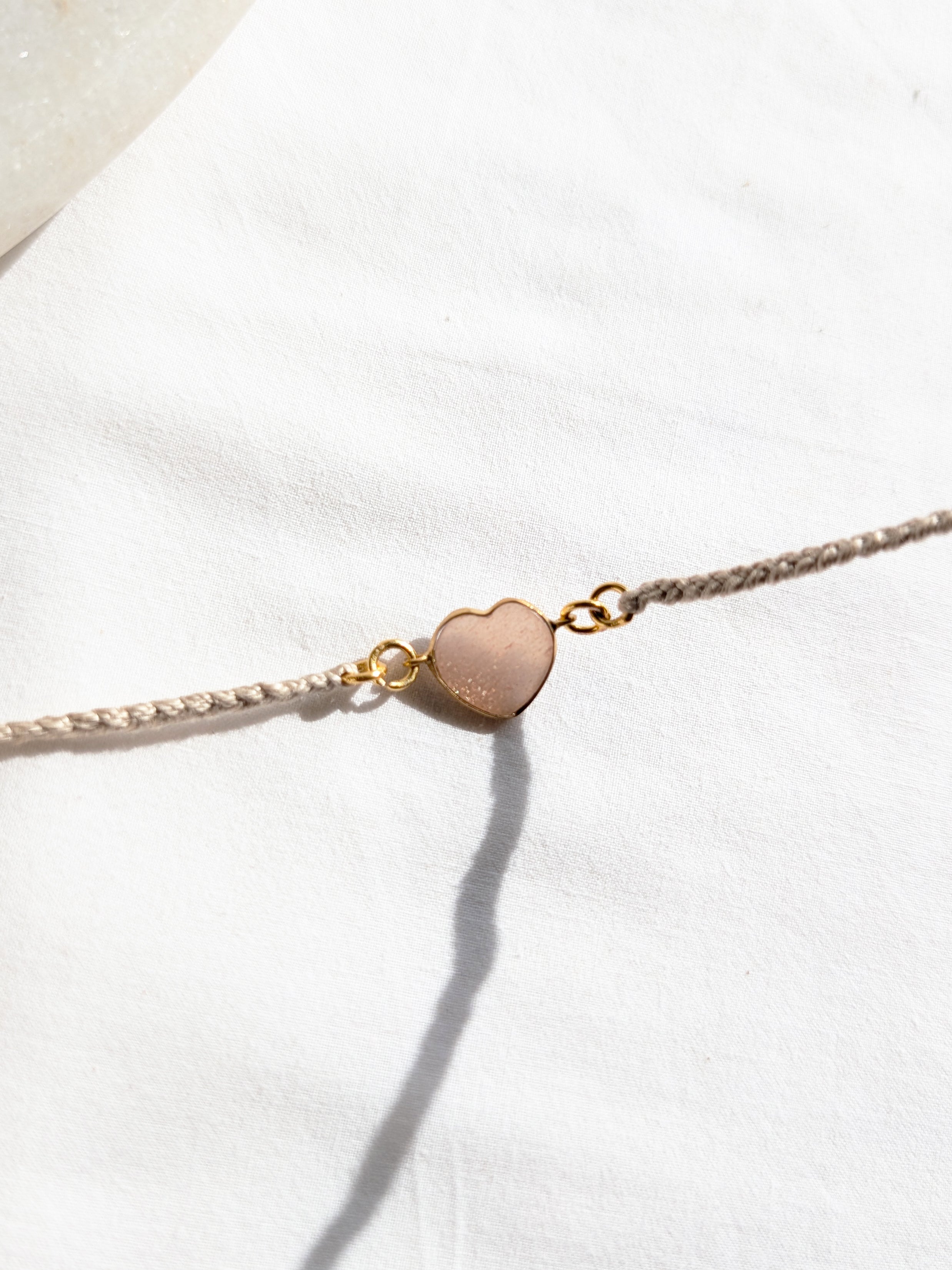hart - Peach Moonstone Heart Charm Rakhi