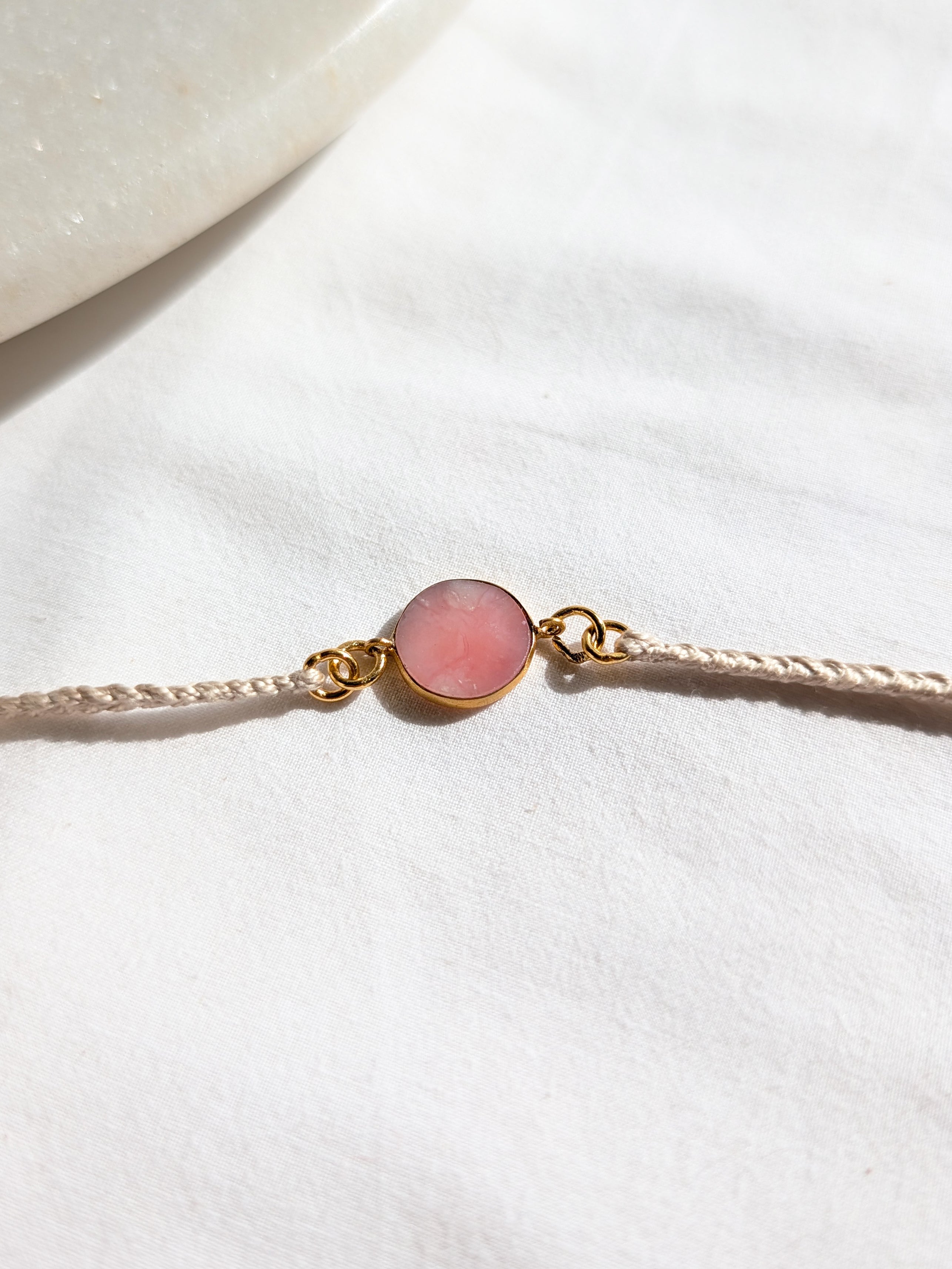 matsya - Pink Opal Round Charm Rakhi
