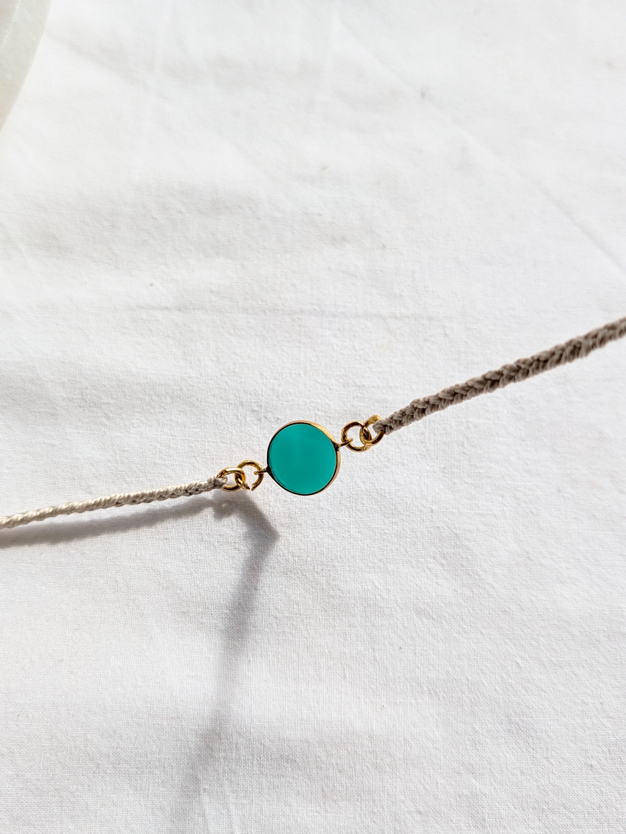 matsya - Green Onyx Round Charm Rakhi