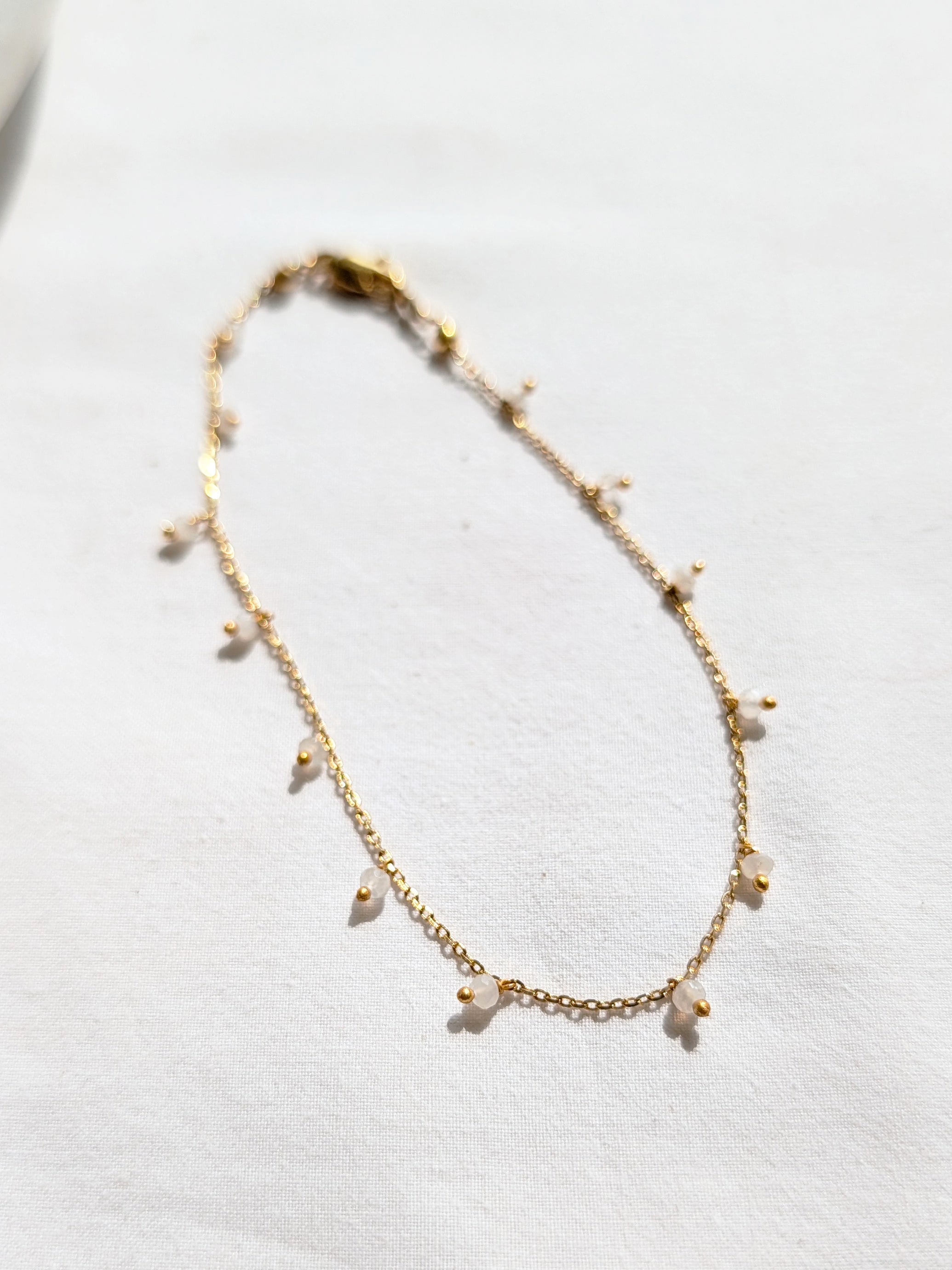 apita - White Moonstone Baati Drop Anklet