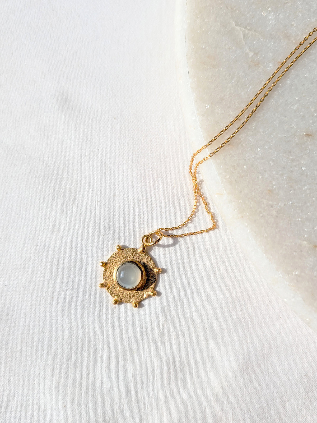 arka - White Moonstone Halo Pendant
