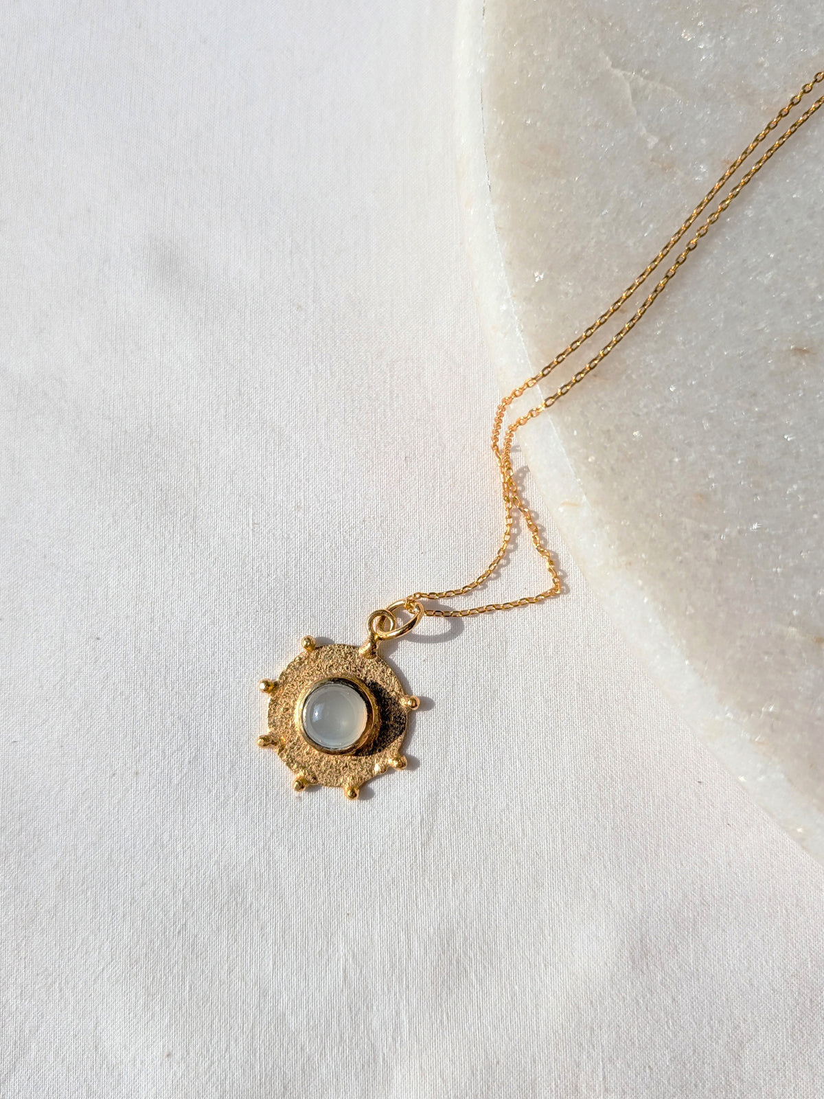 arka - White Moonstone Halo Pendant