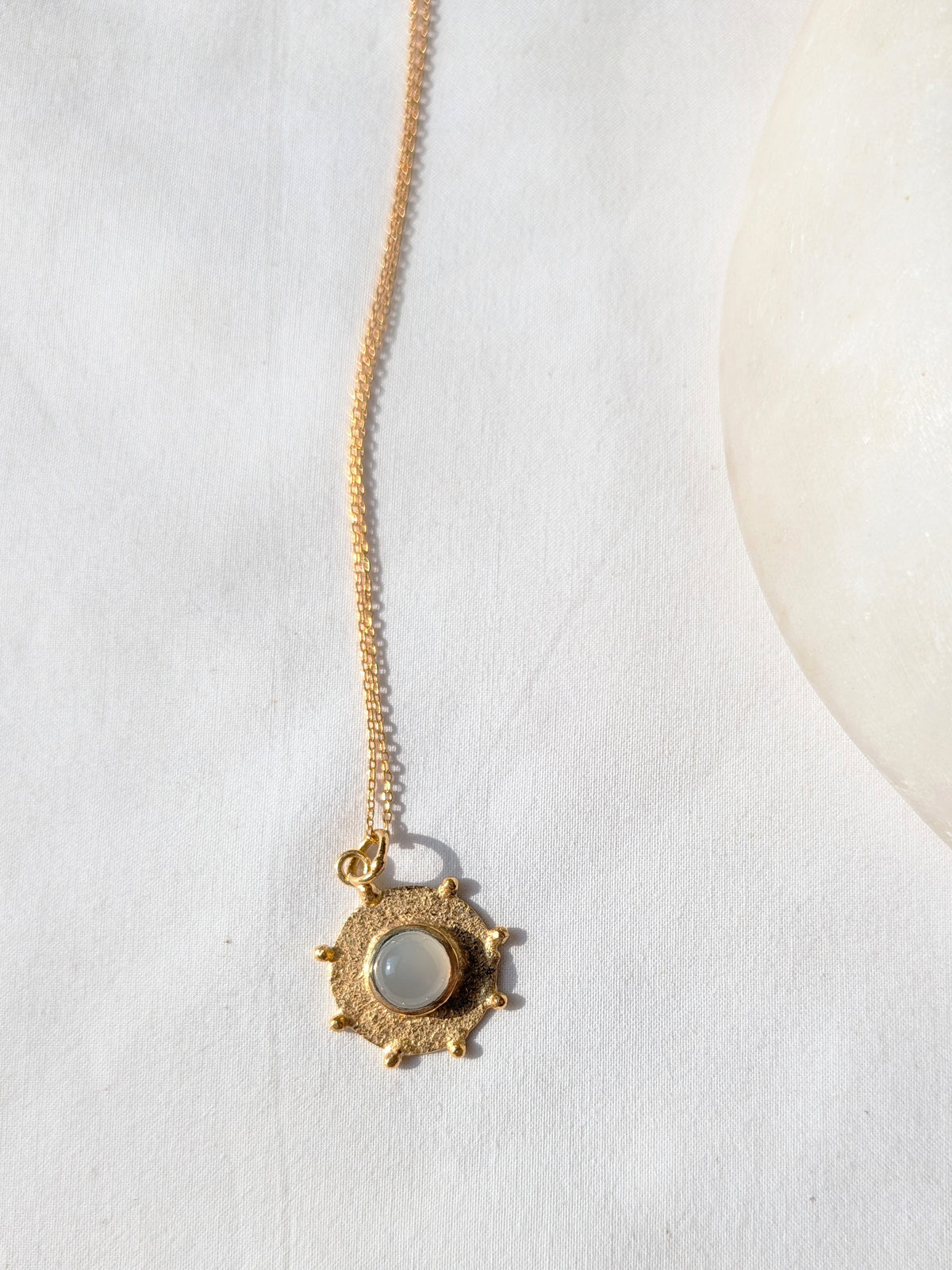 arka - White Moonstone Halo Pendant