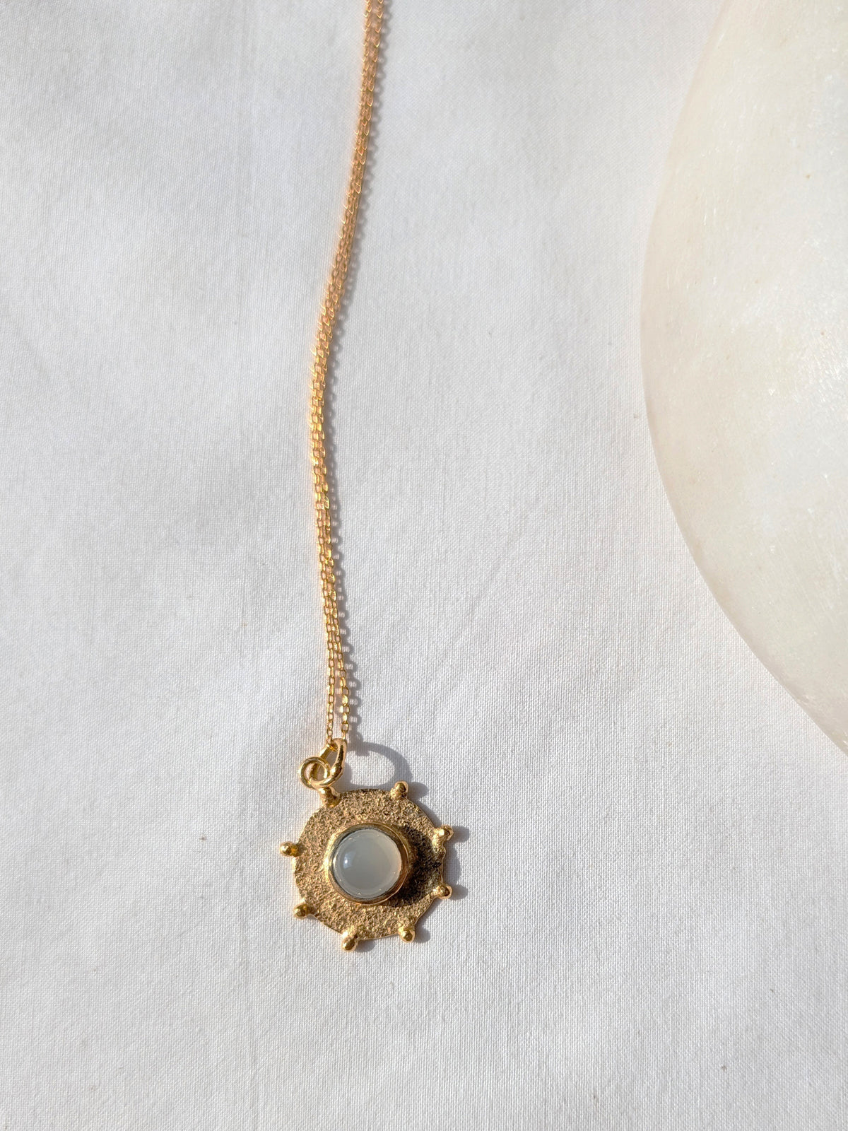 arka - White Moonstone Halo Pendant