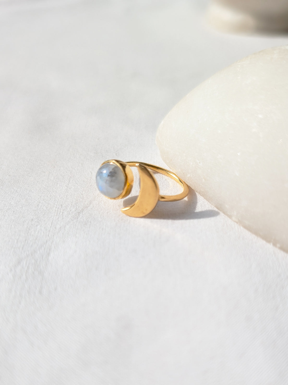 ika - Rainbow Moonstone Sun n Moon Ring