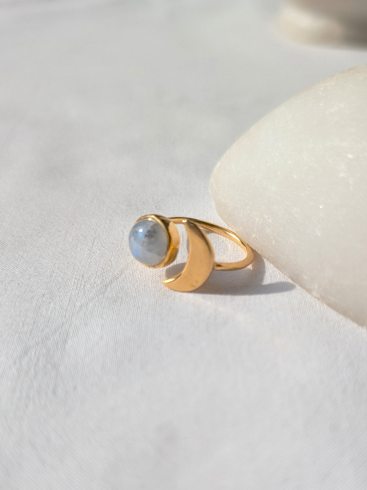 ika - Rainbow Moonstone Sun n Moon Ring