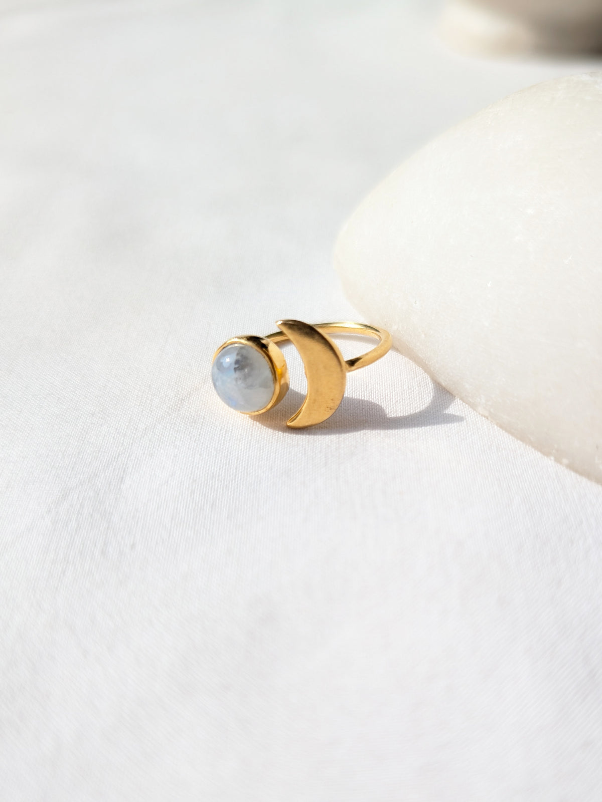 ika - Rainbow Moonstone Sun n Moon Ring