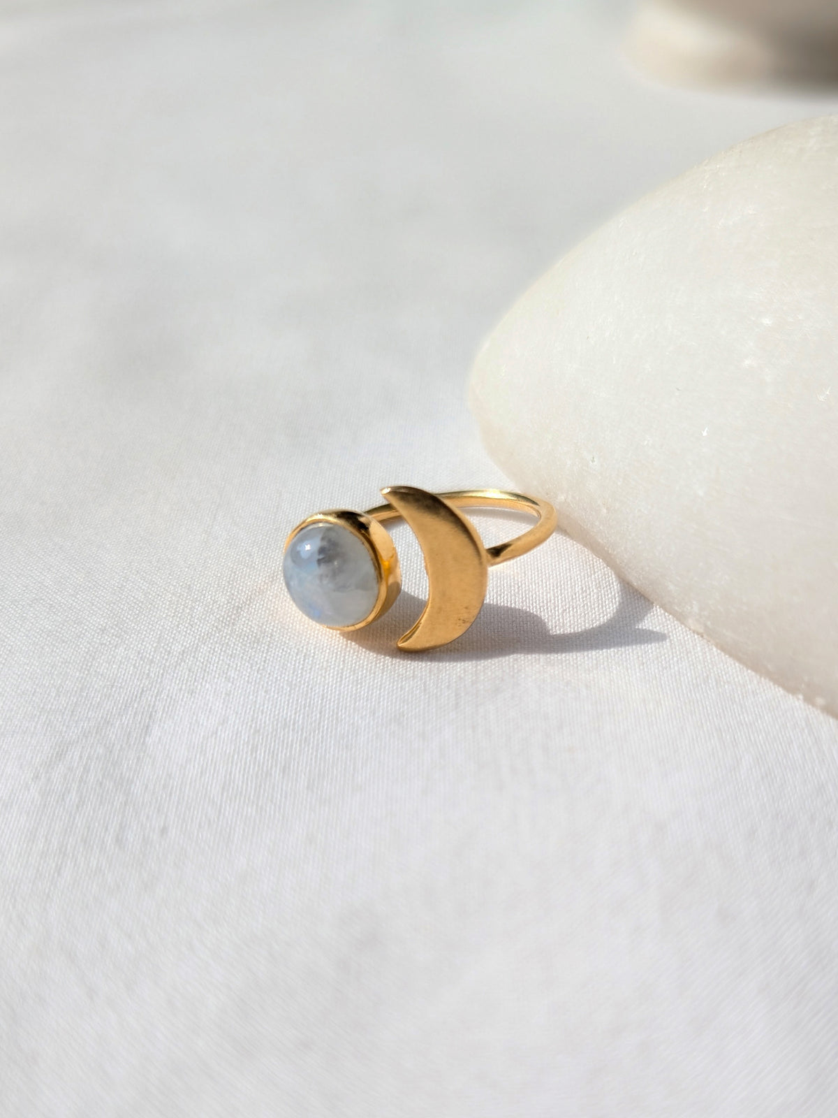 ika - Rainbow Moonstone Sun n Moon Ring