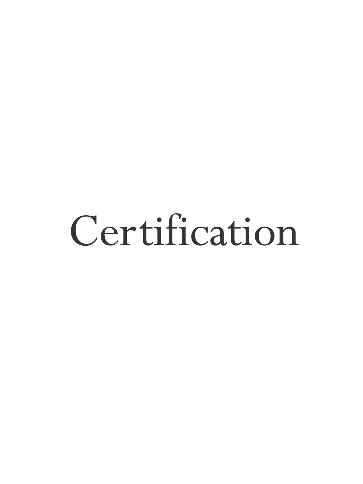 Cefication Certification