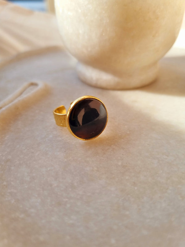 śaani - Black Onyx Saturn Ring