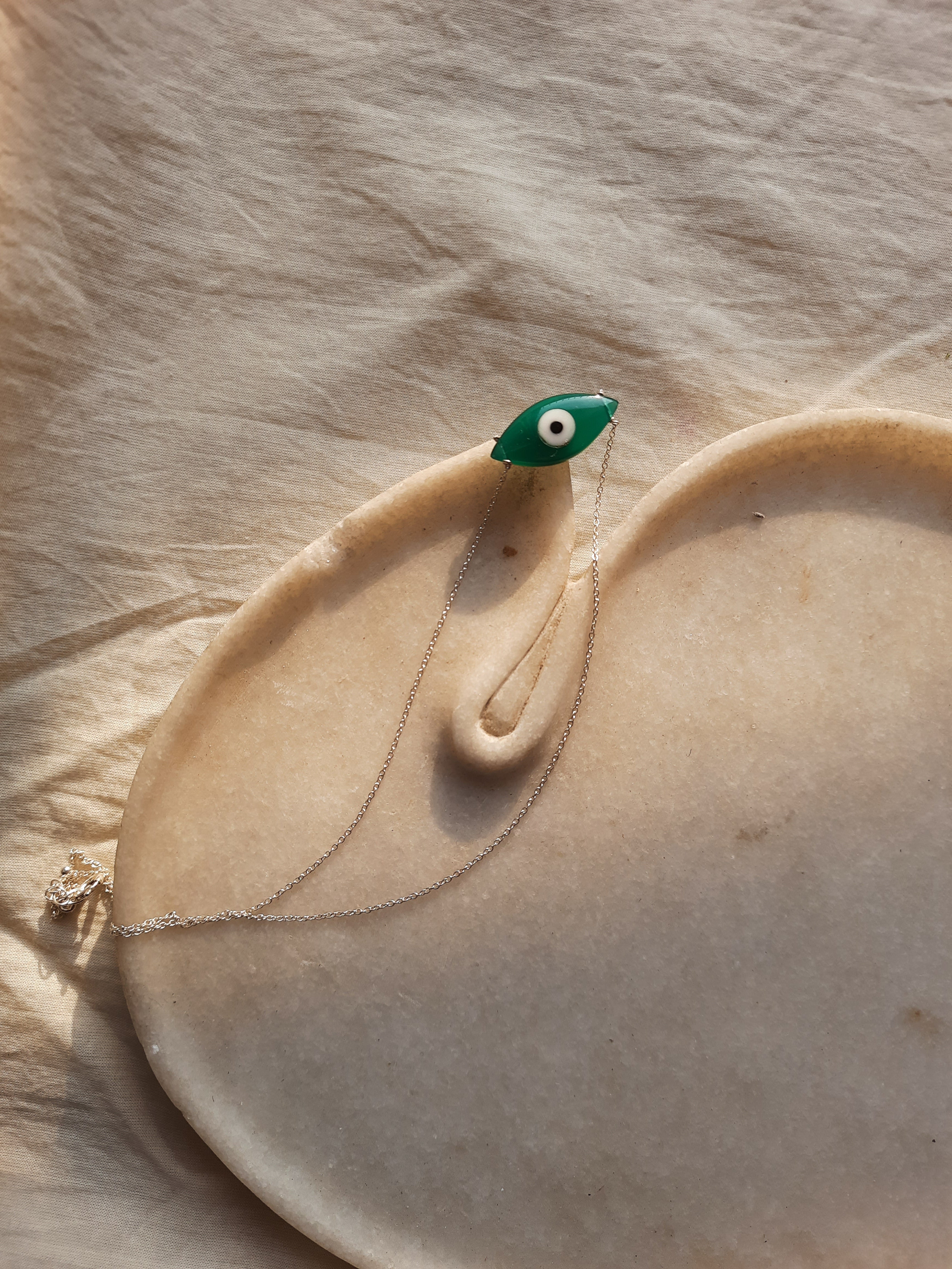 idhya - Green Onyx Marquise Evil Eye Pendant