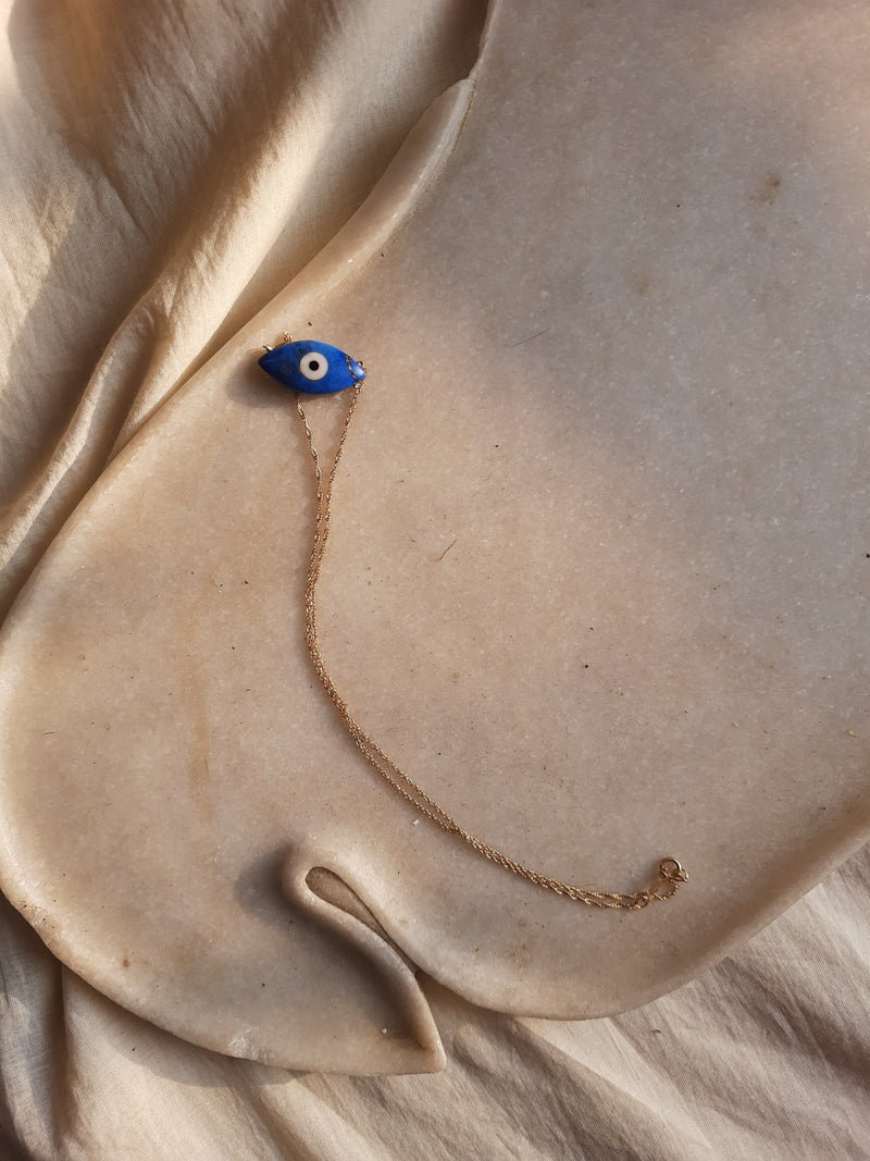 edāv - Lapis Lazuli Marquise Evil Eye Pendant