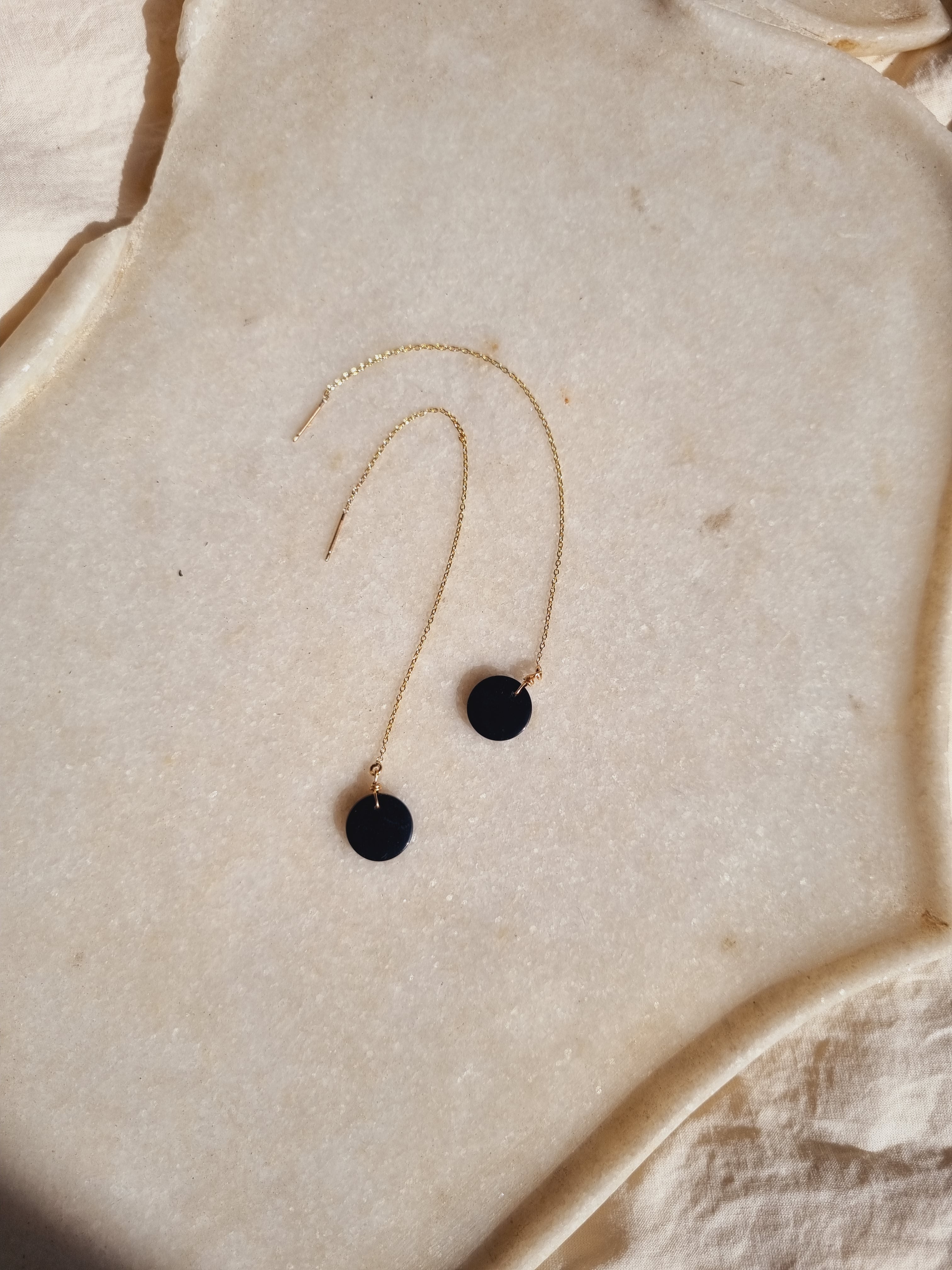 pasya - Black Onyx Coin Earrings