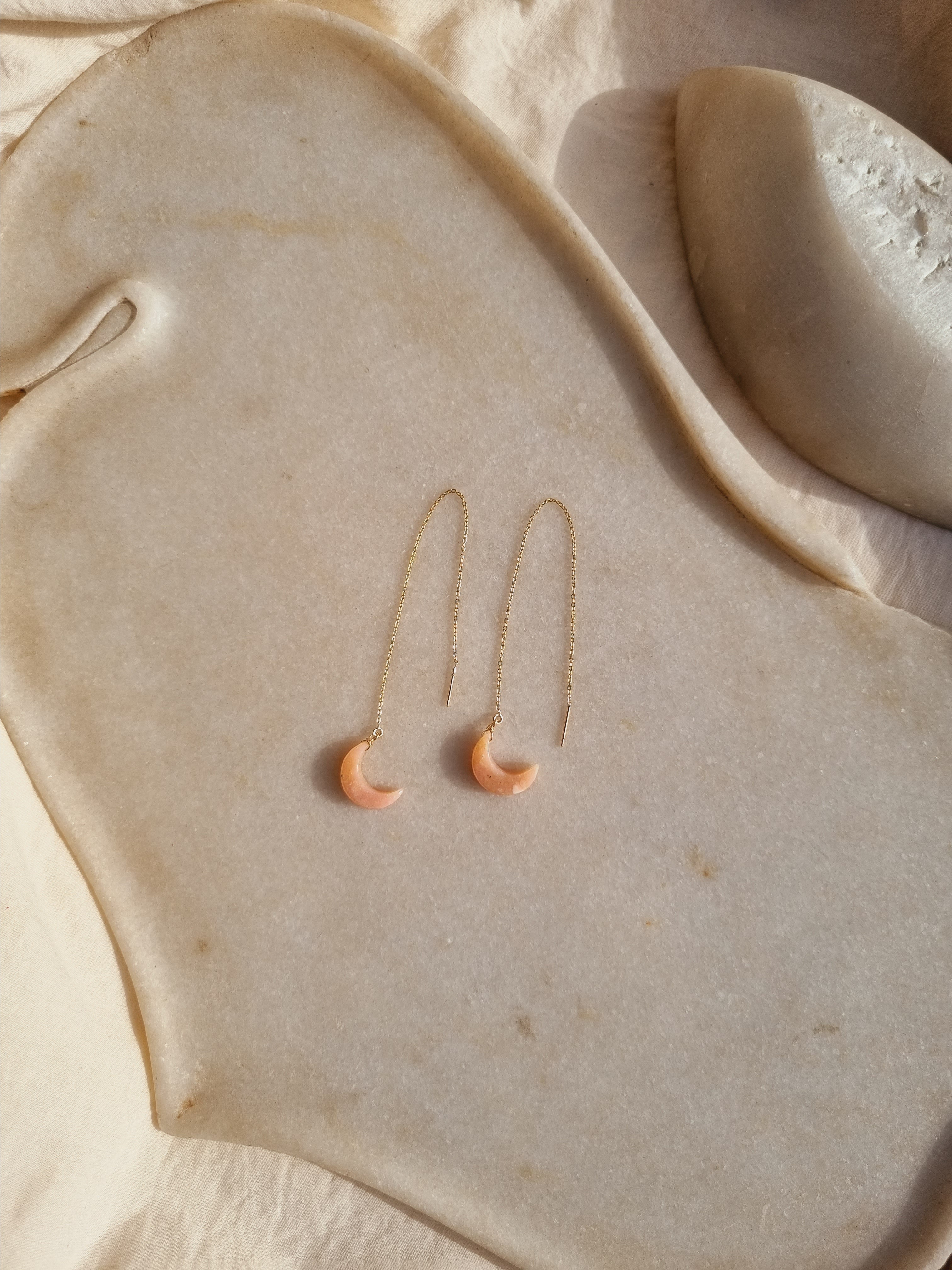 ayam - Pink Opal Luna Threader Earrings