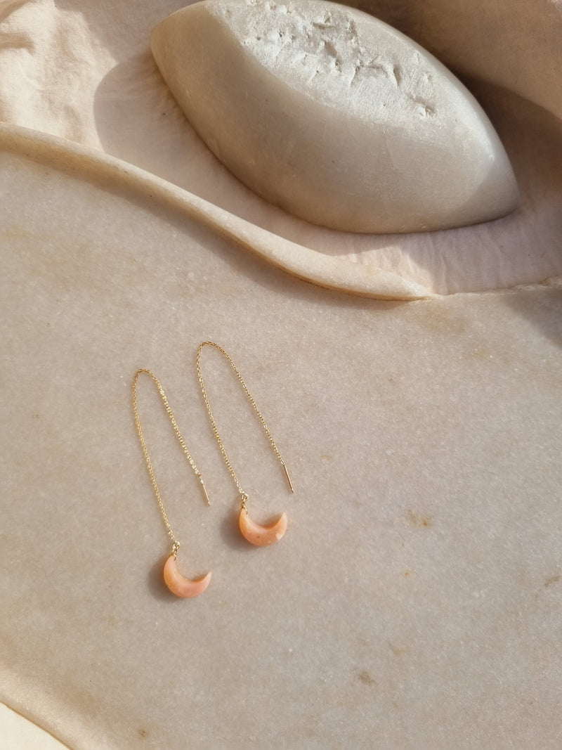 ayám - Pink Opal Luna Threader Earrings