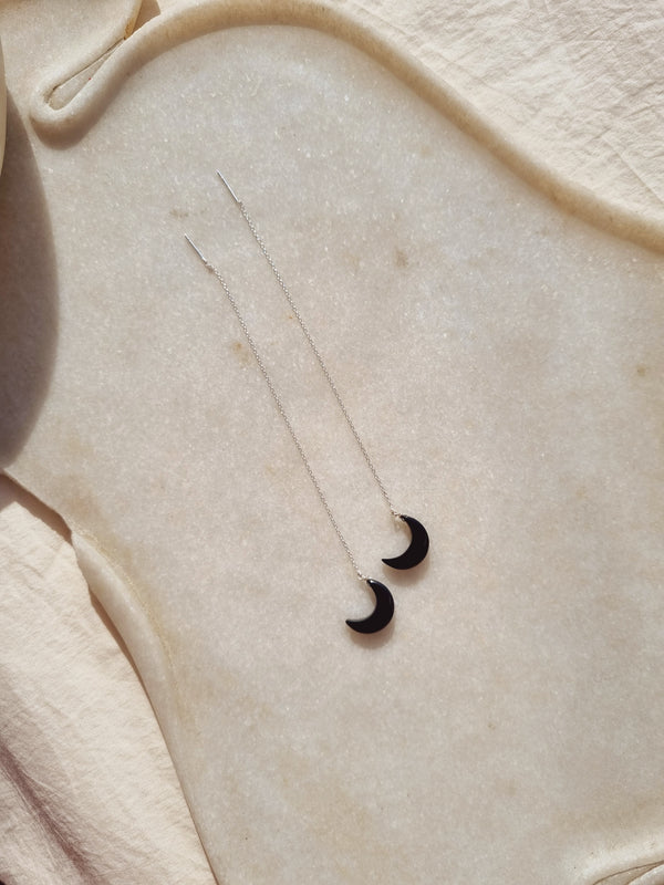 varthá - Black Onyx Luna Earrings