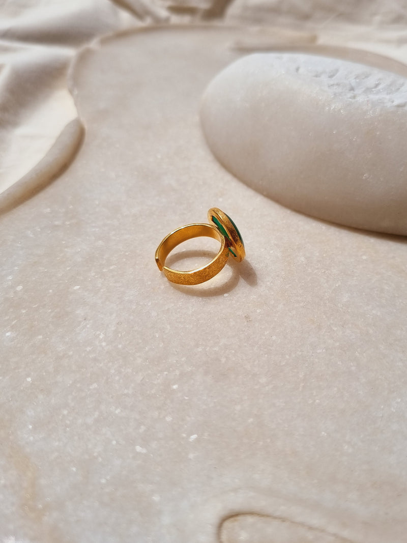 śaani - Green Onyx Saturn Ring