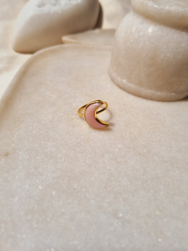 chándra - Pink Opal Luna Ring