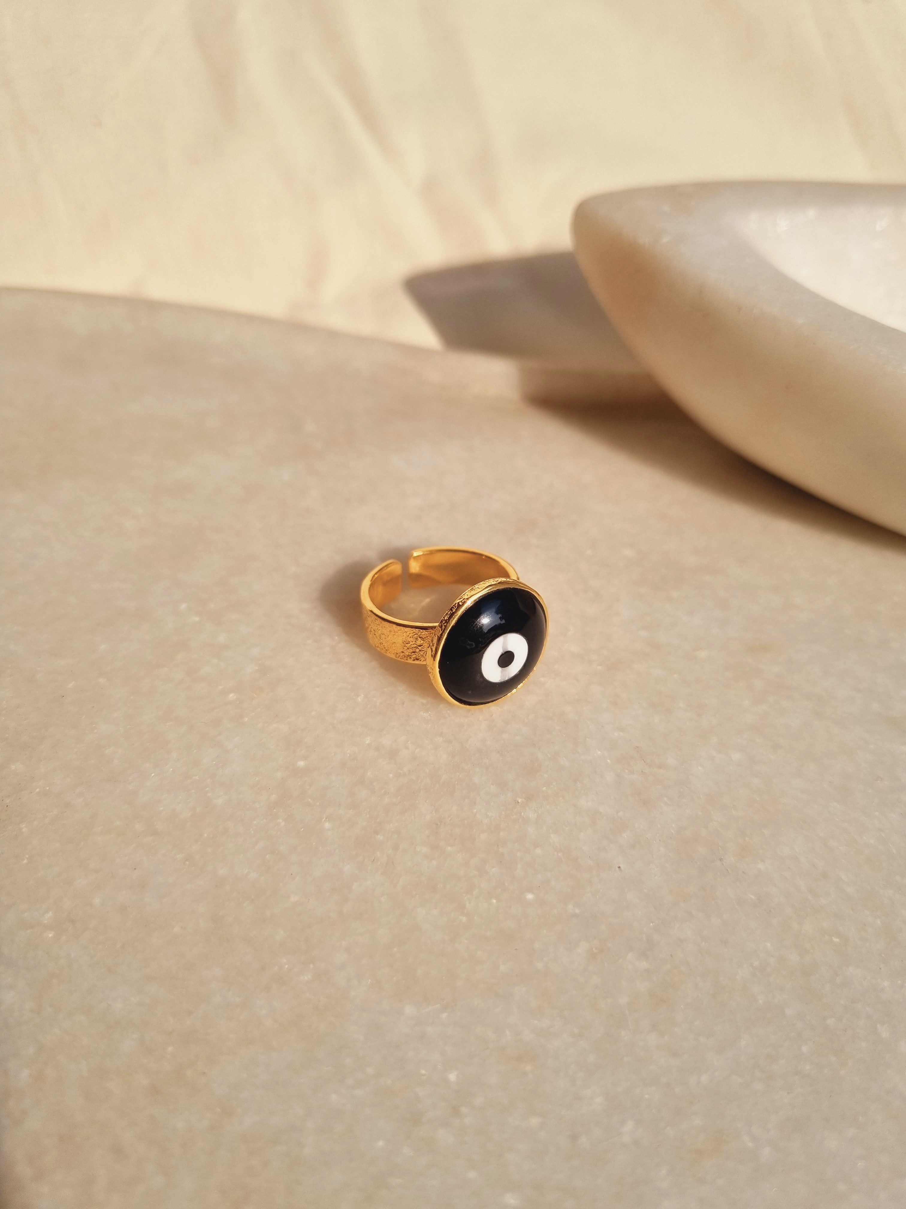 nazra - Black Evil Eye Saturn Ring