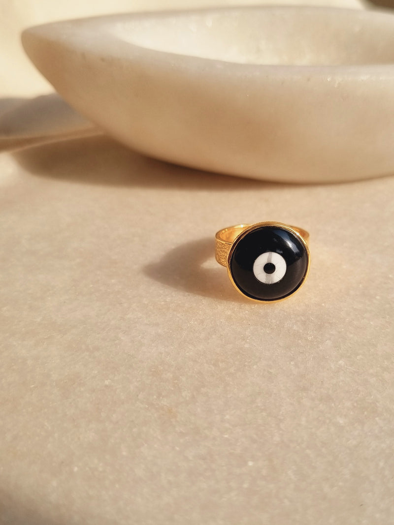 názra - Black Evil Eye Saturn Ring